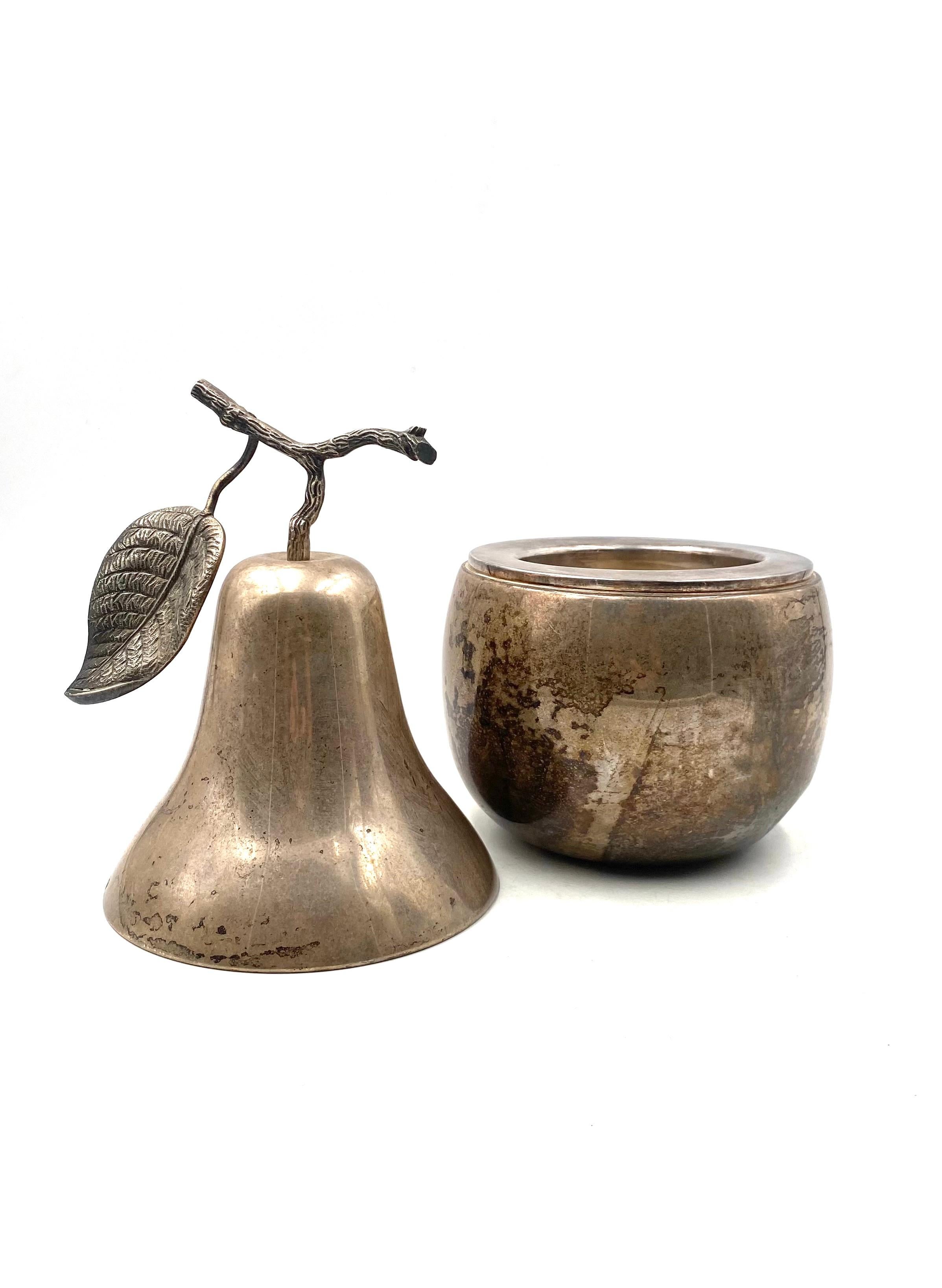 Modern silver-plated Pear wine cooler / ice bucket, Teghini Firenze Italy 1970s in vendita 11