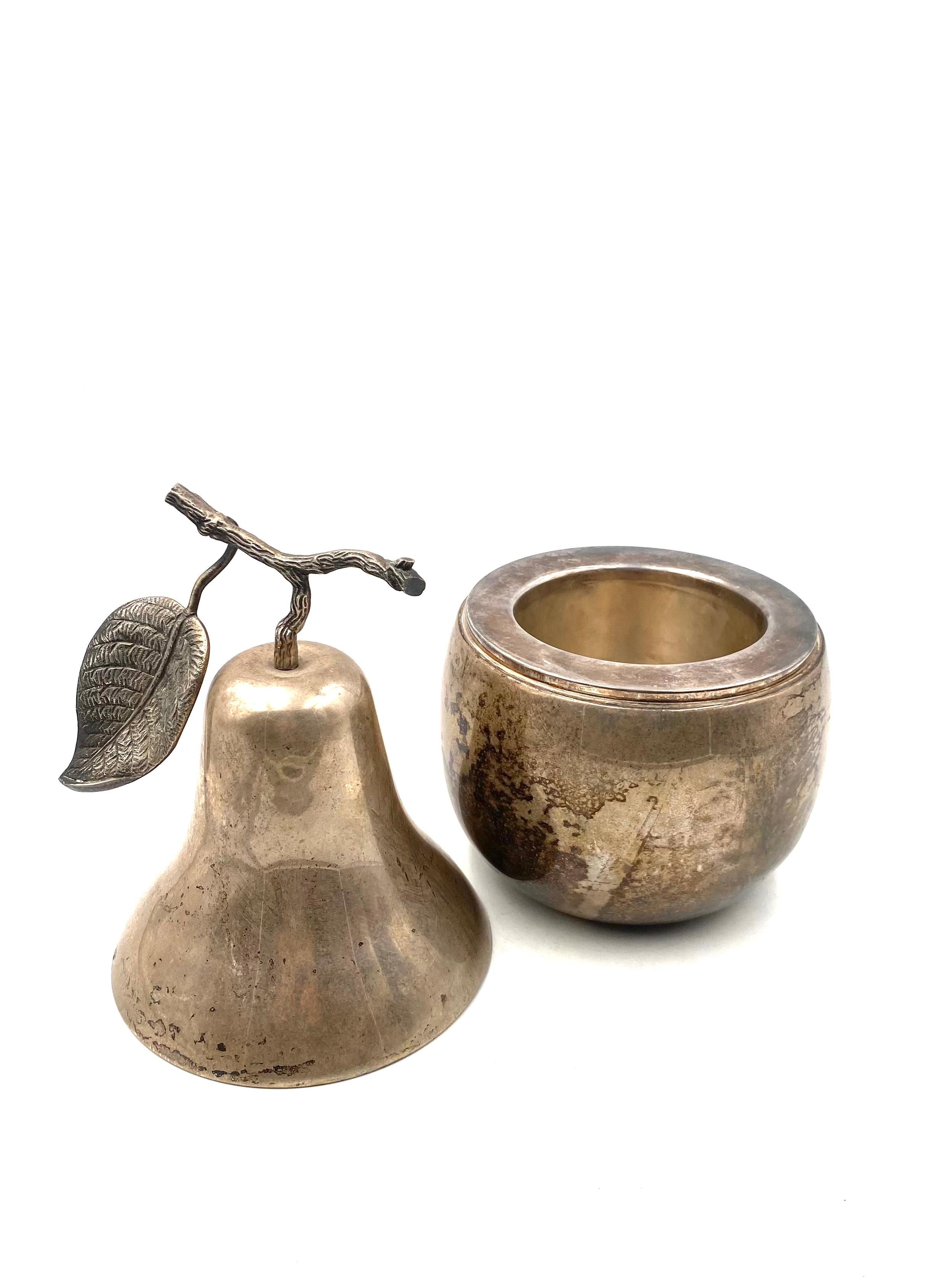 Modern silver-plated Pear wine cooler / ice bucket, Teghini Firenze Italy 1970s in vendita 12