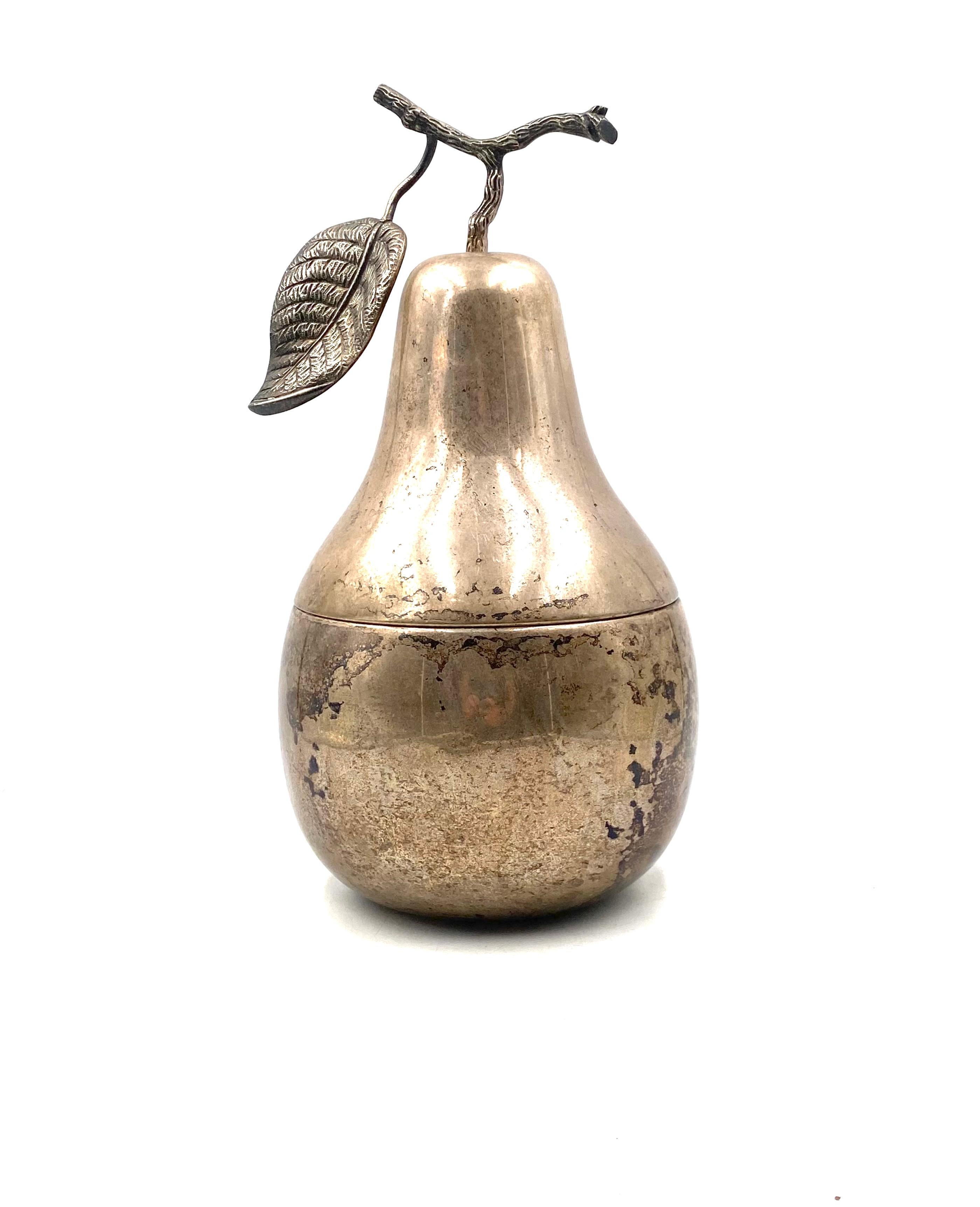 Modern silver-plated Pear wine cooler / ice bucket, Teghini Firenze Italy 1970s in vendita 2
