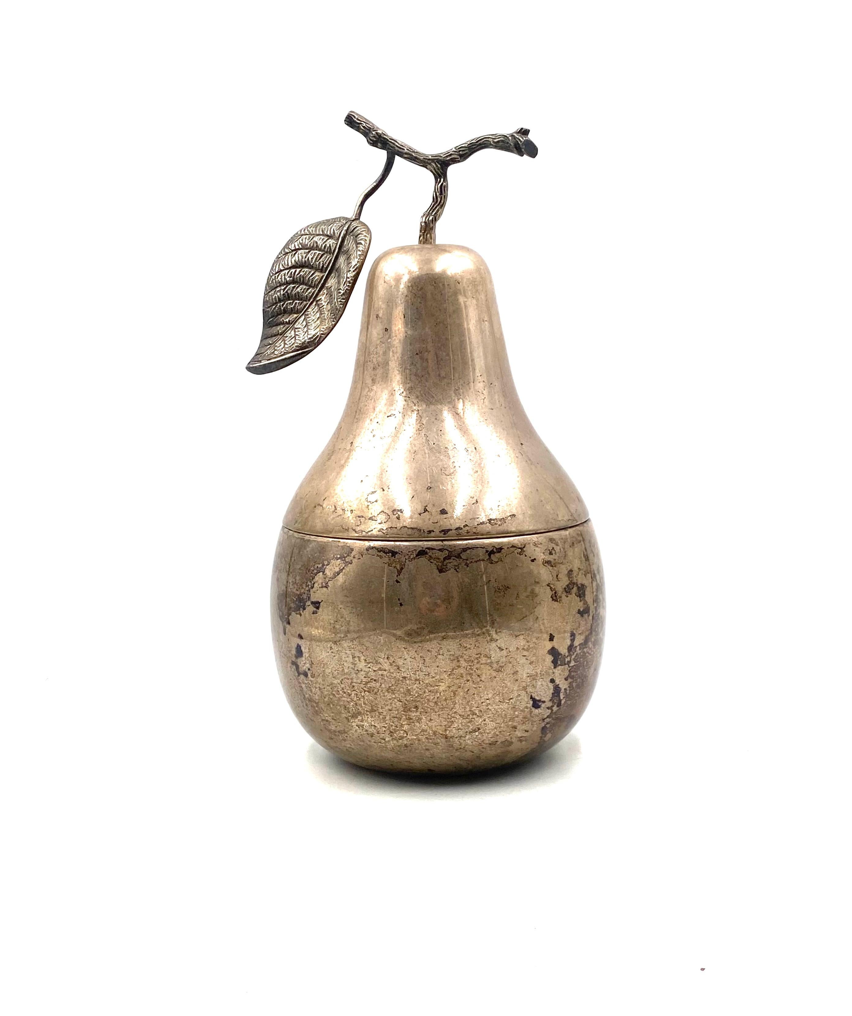 Modern silver-plated Pear wine cooler / ice bucket, Teghini Firenze Italy 1970s in vendita 3