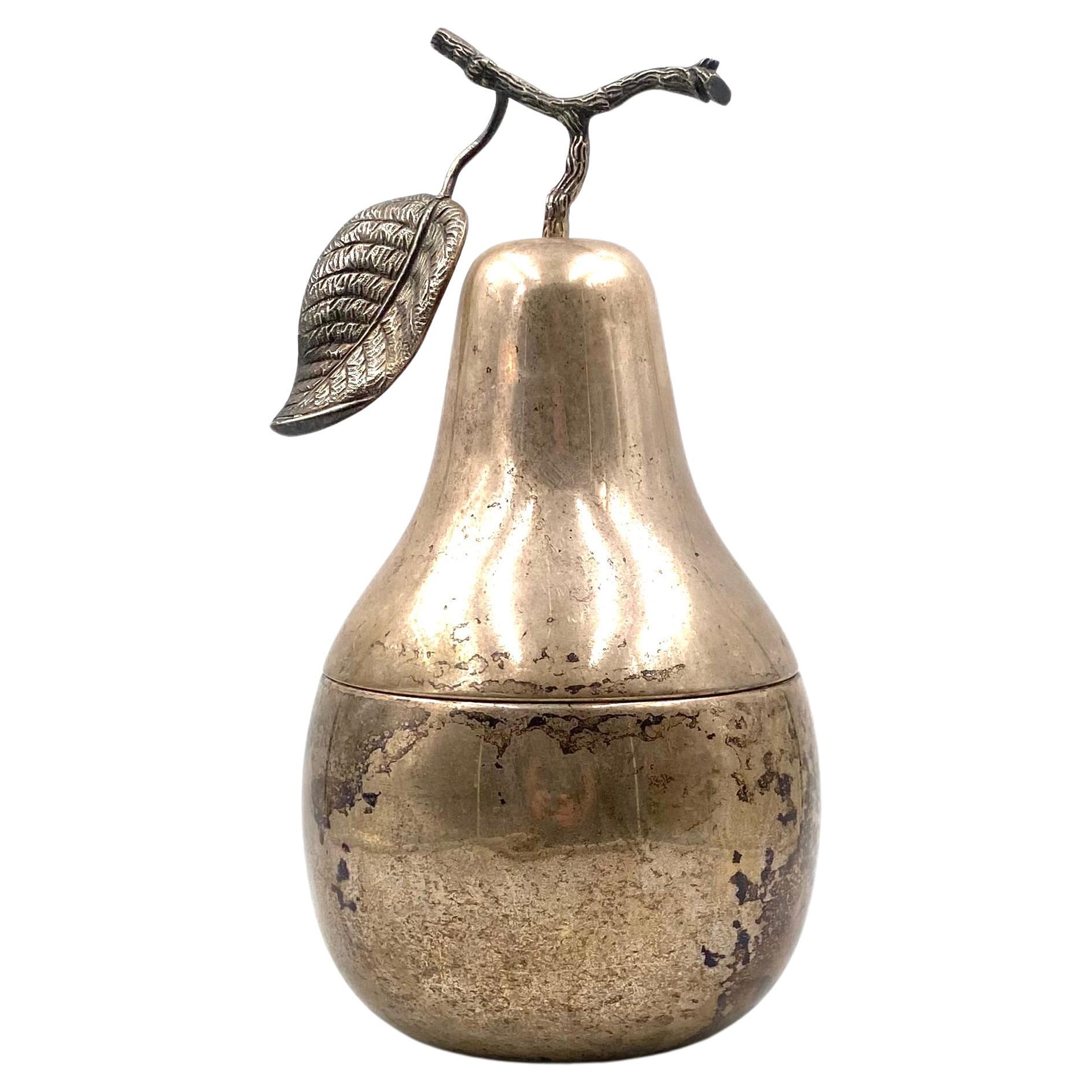 Modern silver-plated Pear wine cooler / ice bucket, Teghini Firenze Italy 1970s