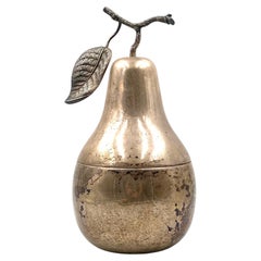 Vintage Modern silver-plated Pear wine cooler / ice bucket, Teghini Firenze Italy 1970s