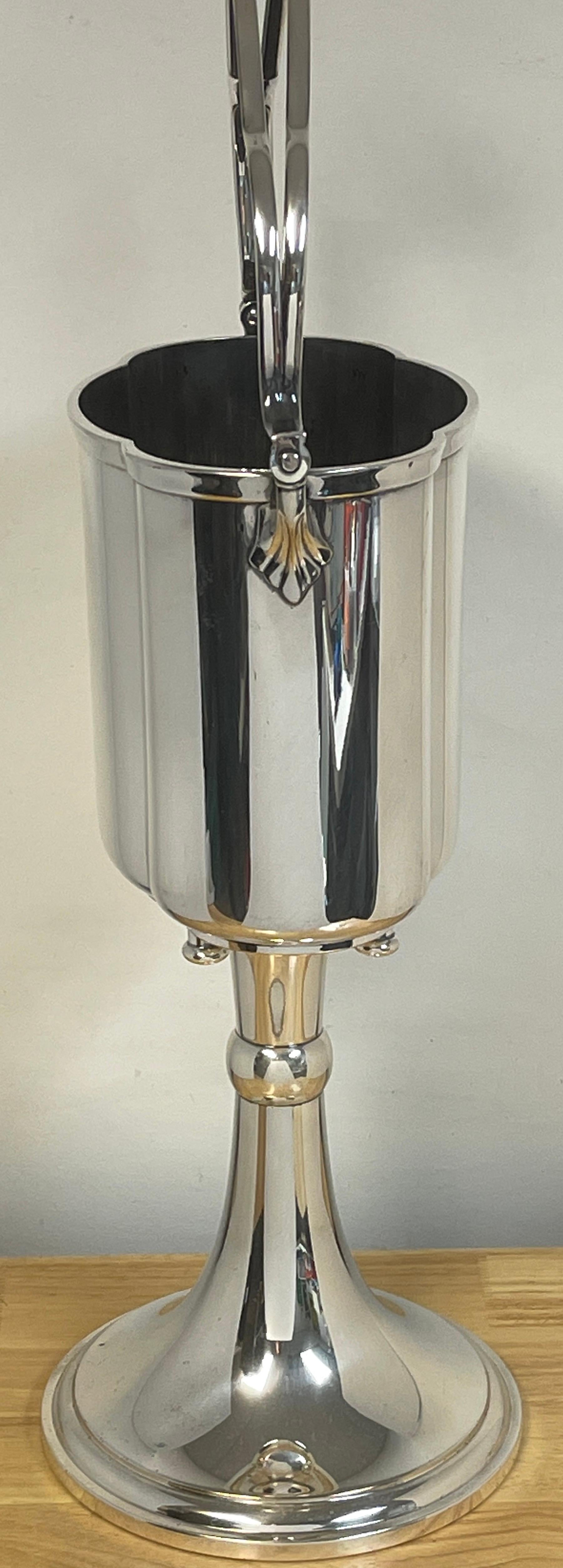 Brazilian Modern Silver Plated Standing Double Champagne Bucket For Sale
