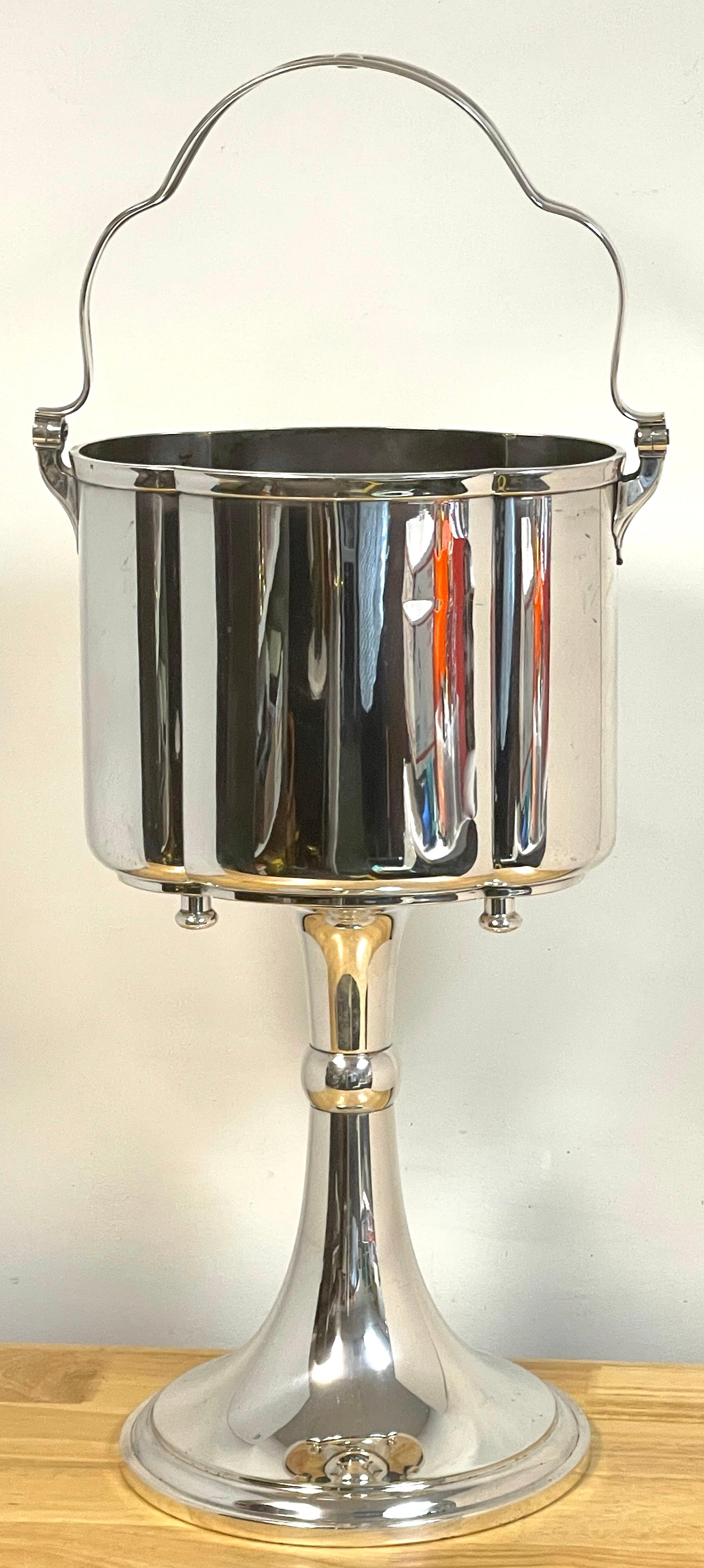 20th Century Modern Silver Plated Standing Double Champagne Bucket For Sale