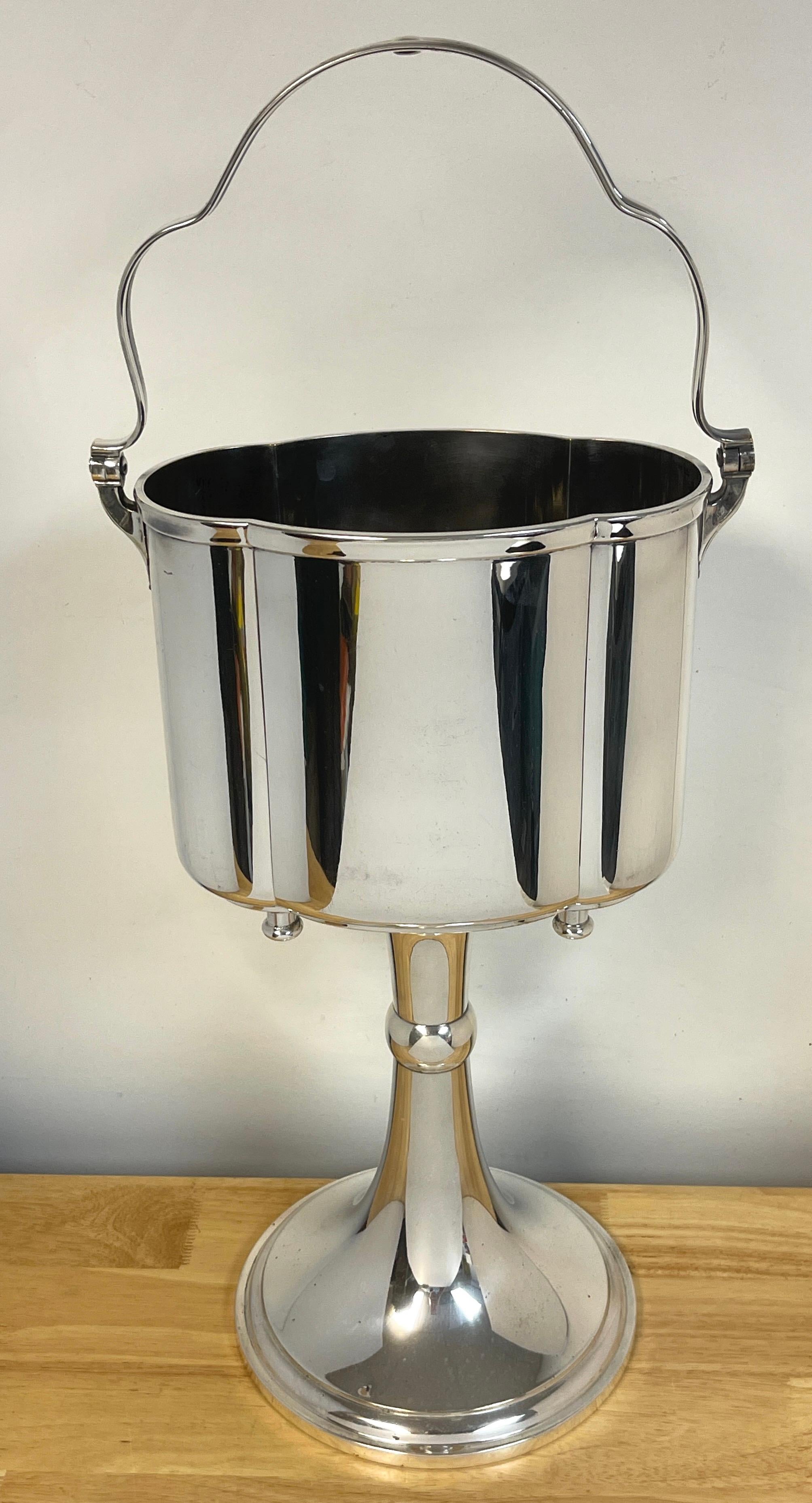Modern Silver Plated Standing Double Champagne Bucket For Sale 2