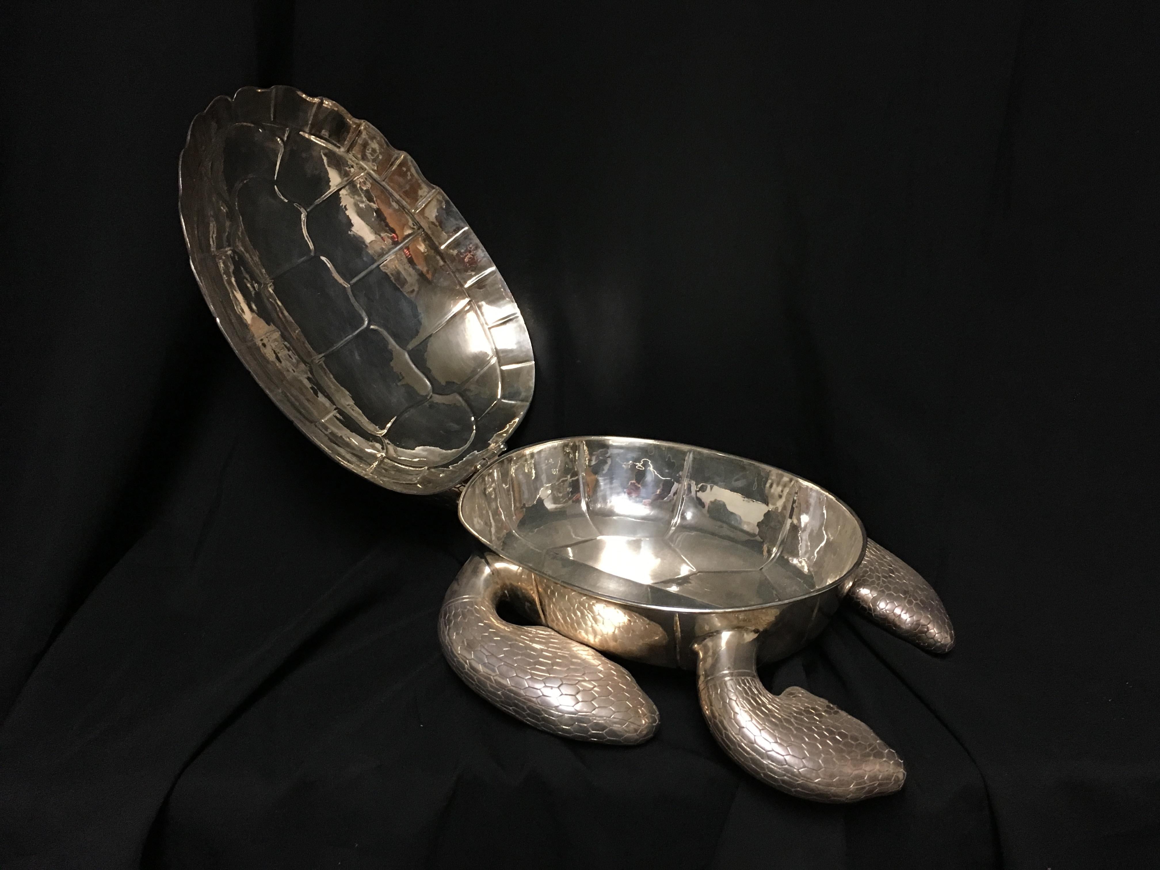 20th Century Modern Silver Plated Tortoise-Form Serving Platter