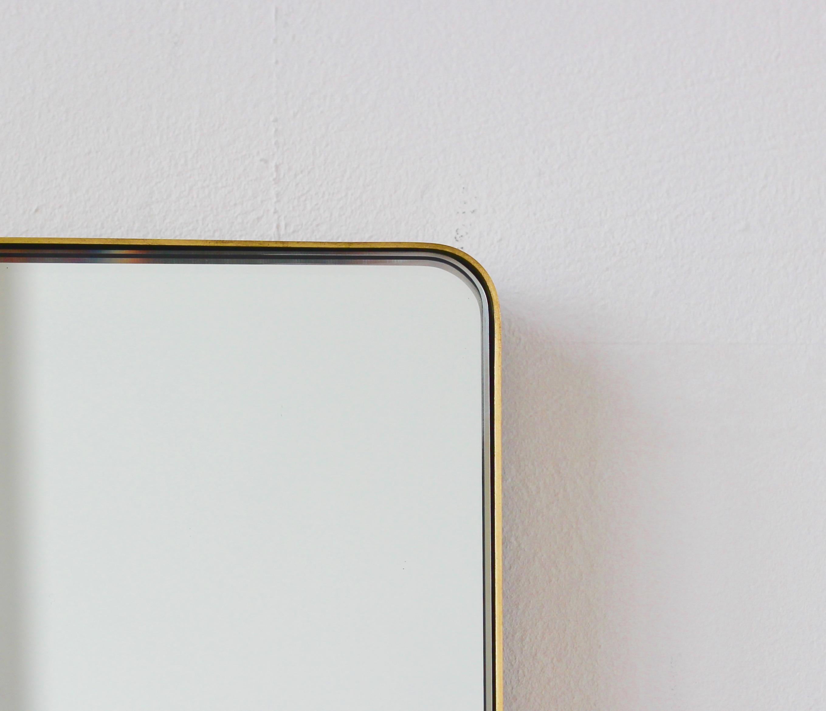 British Quadris™ Rectangular Elegant Mirror with Brass Frame