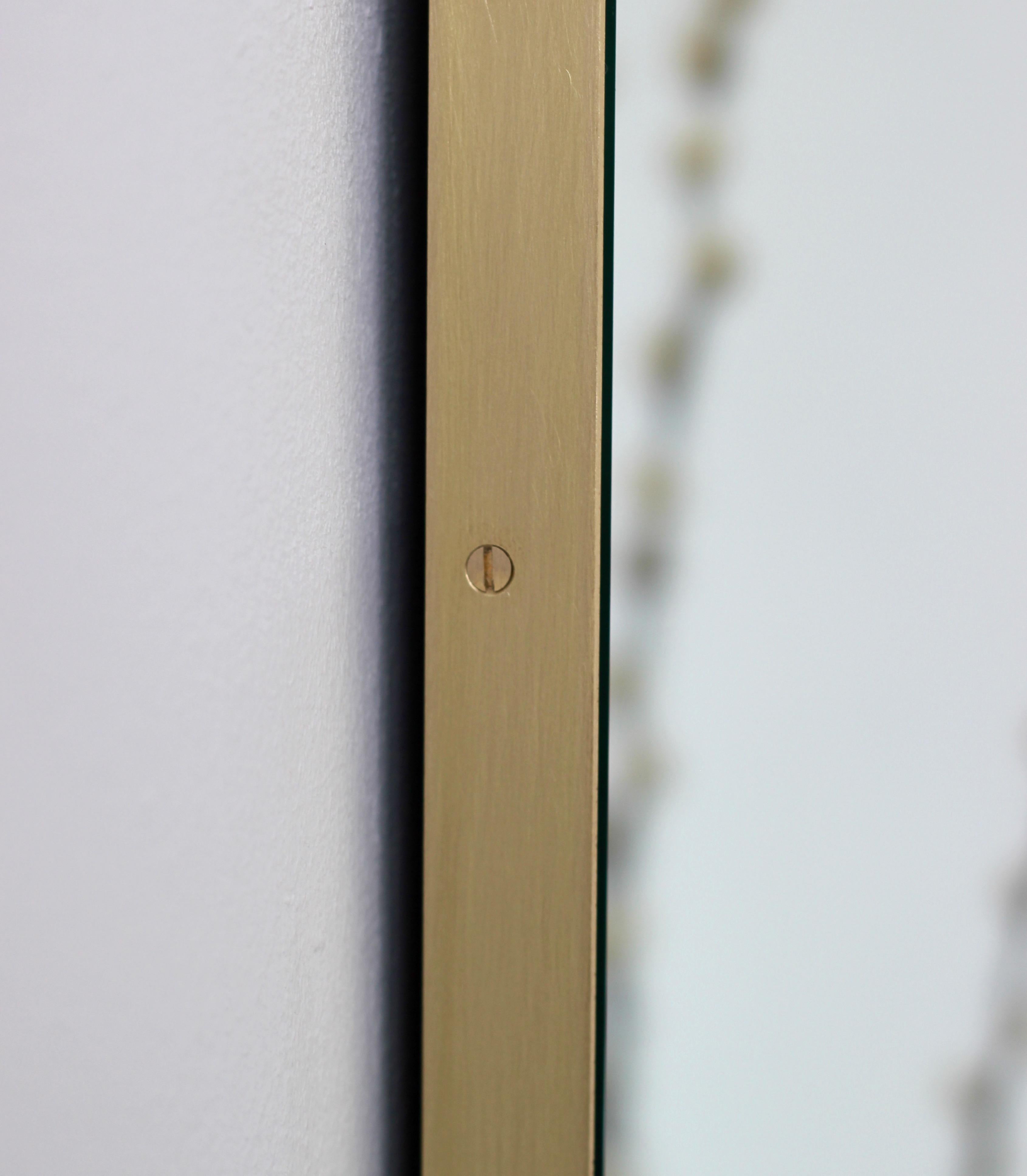 Contemporary Quadris™ Rectangular Elegant Mirror with Brass Frame