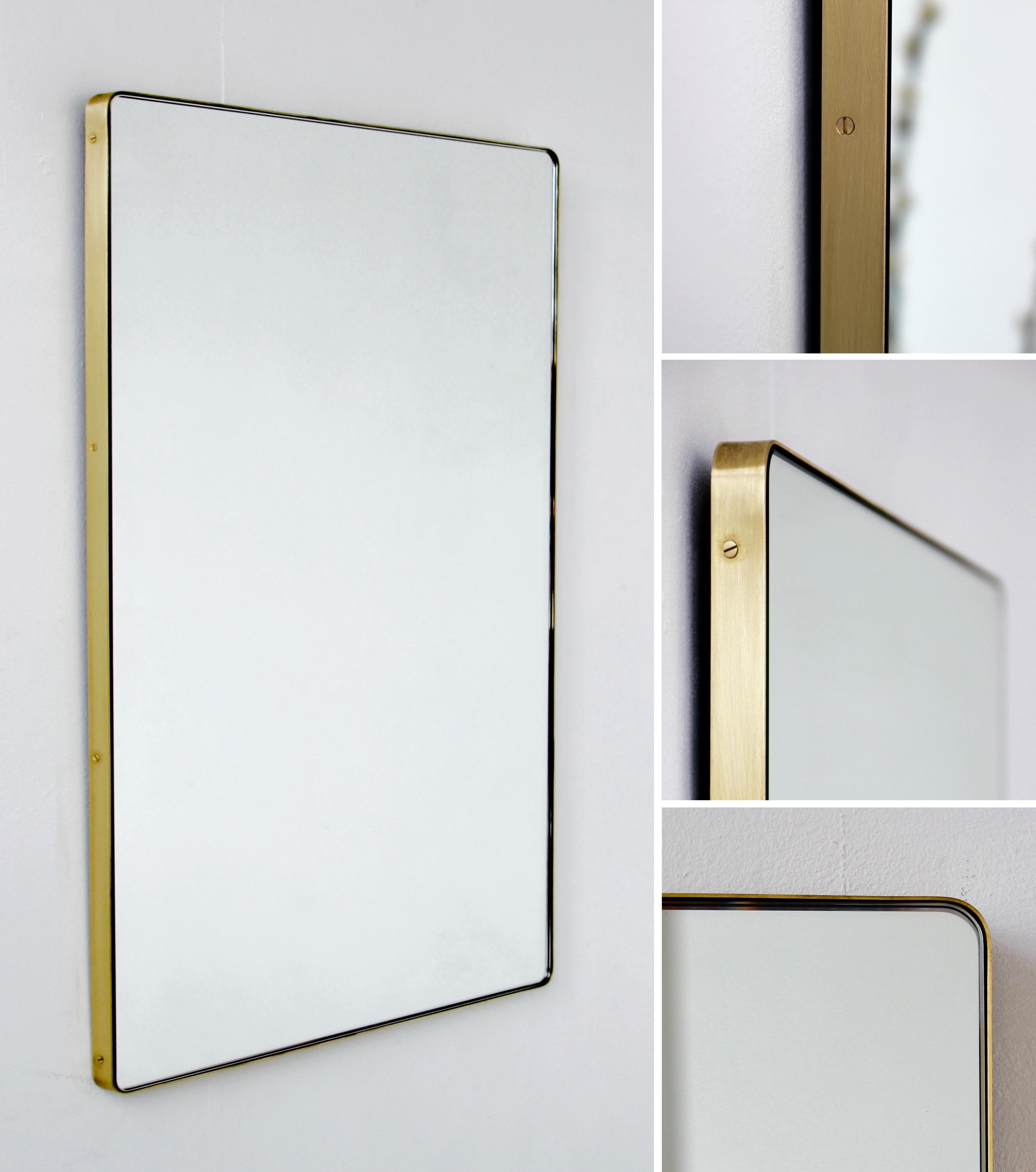 Quadris™ Rectangular Modern Mirror with Brass Frame 2