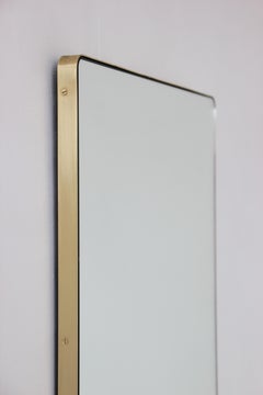 Quadris™ Rectangular Modern Mirror with Brass Frame