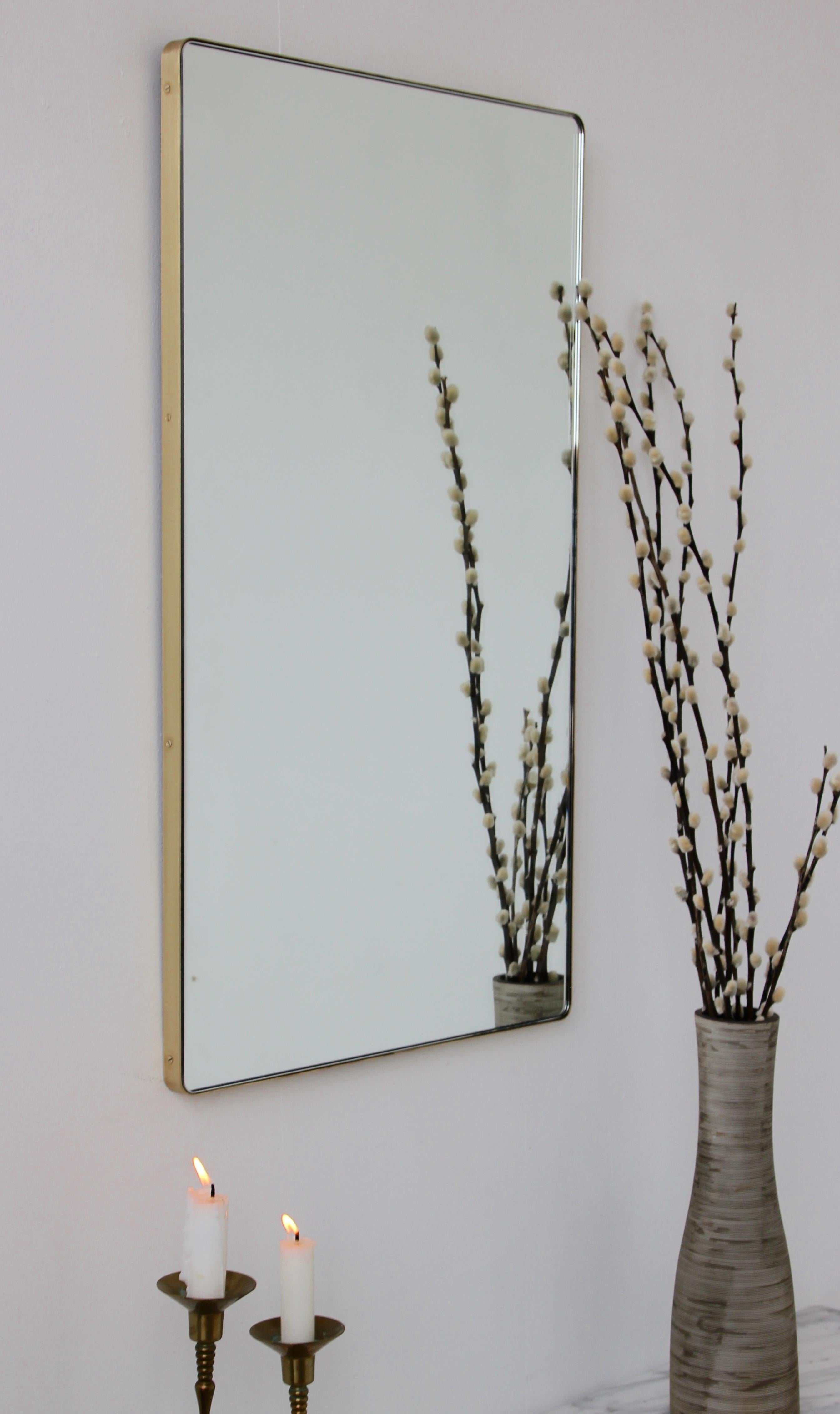 Organic Modern Quadris™ Rectangular Modern Mirror with Brass Frame