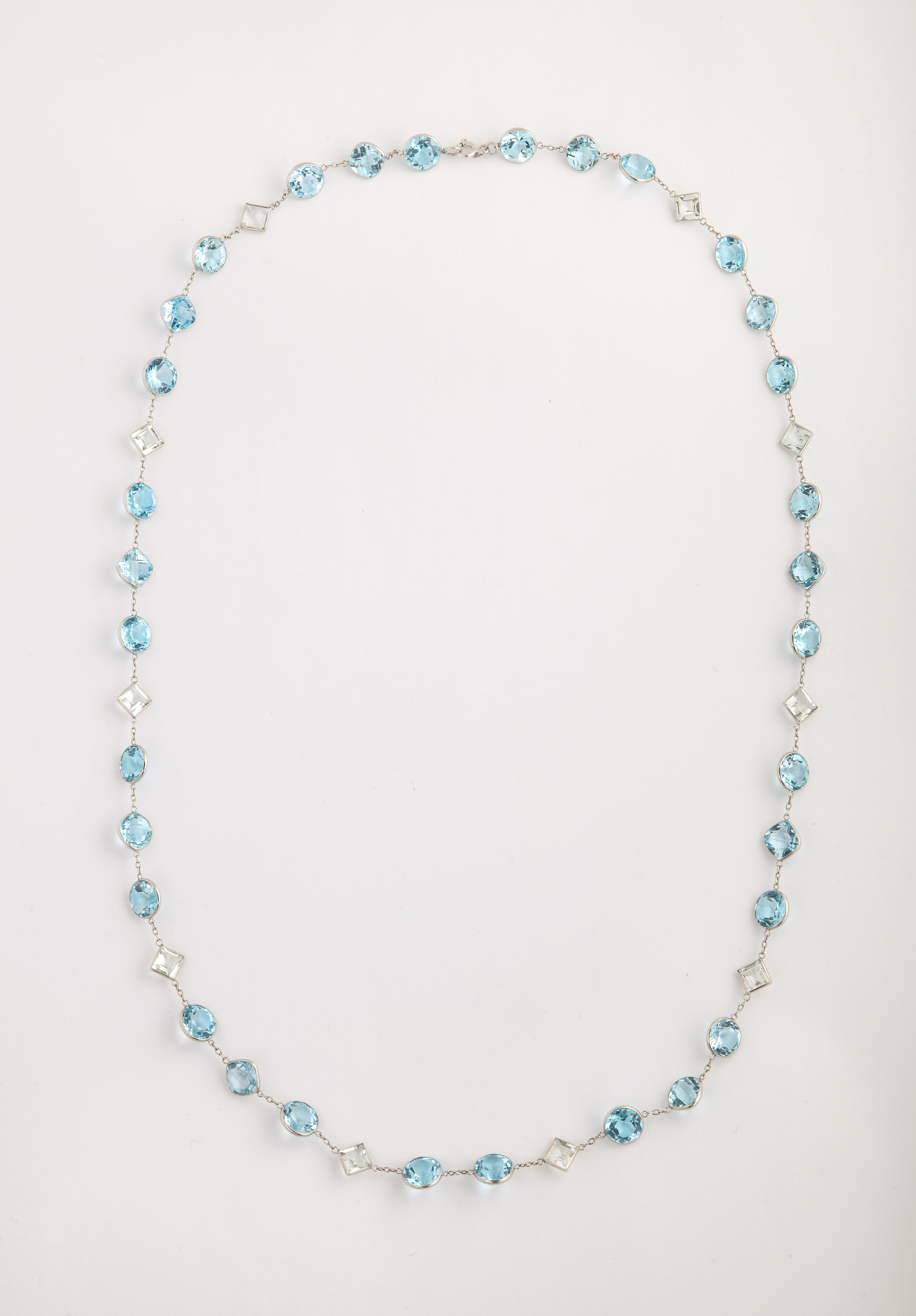 Women's Modern Silver White and Blue Crystal Long Chain