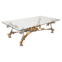 Modern Silvered and Gilt Bronze Animalier Coffee Table by JM David