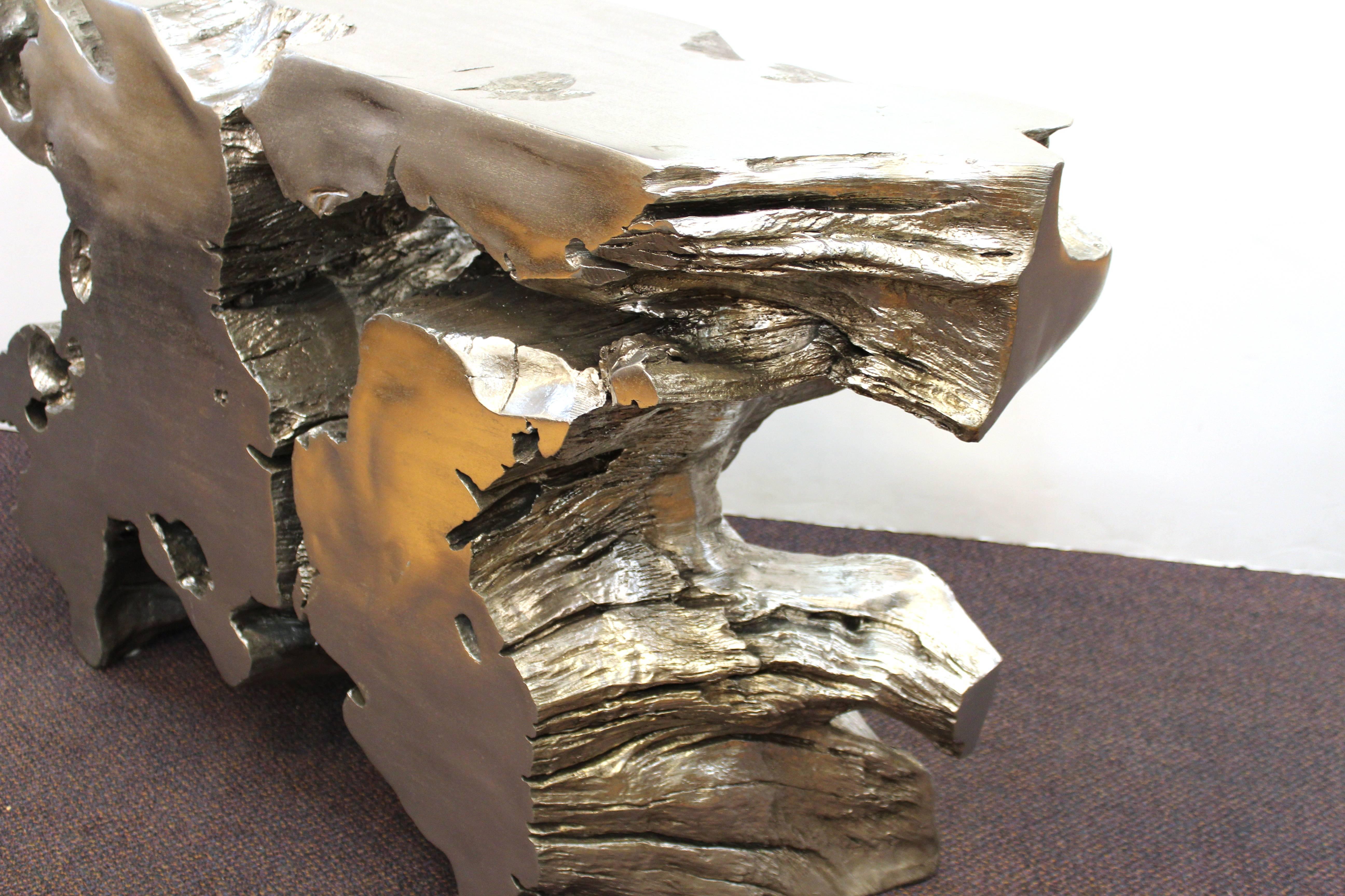 Modern Silvered Cast Resin Tree Trunk Console 3