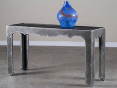 Modern Silvered Timber Faux Shagreen Console Serving Table from Holland