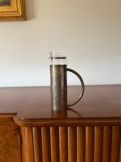 Modern silverplated and glass cruet mod. Oilvine, Lino Sabattini Italy 1970s