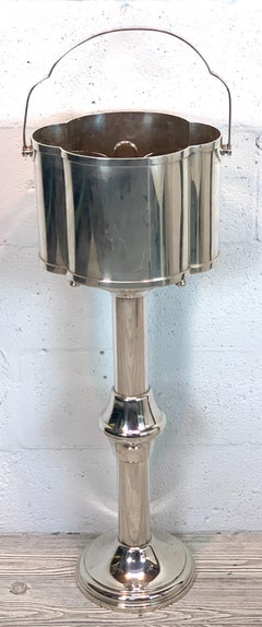 Modern Silver Plated Double Champagne Bucket and Stand