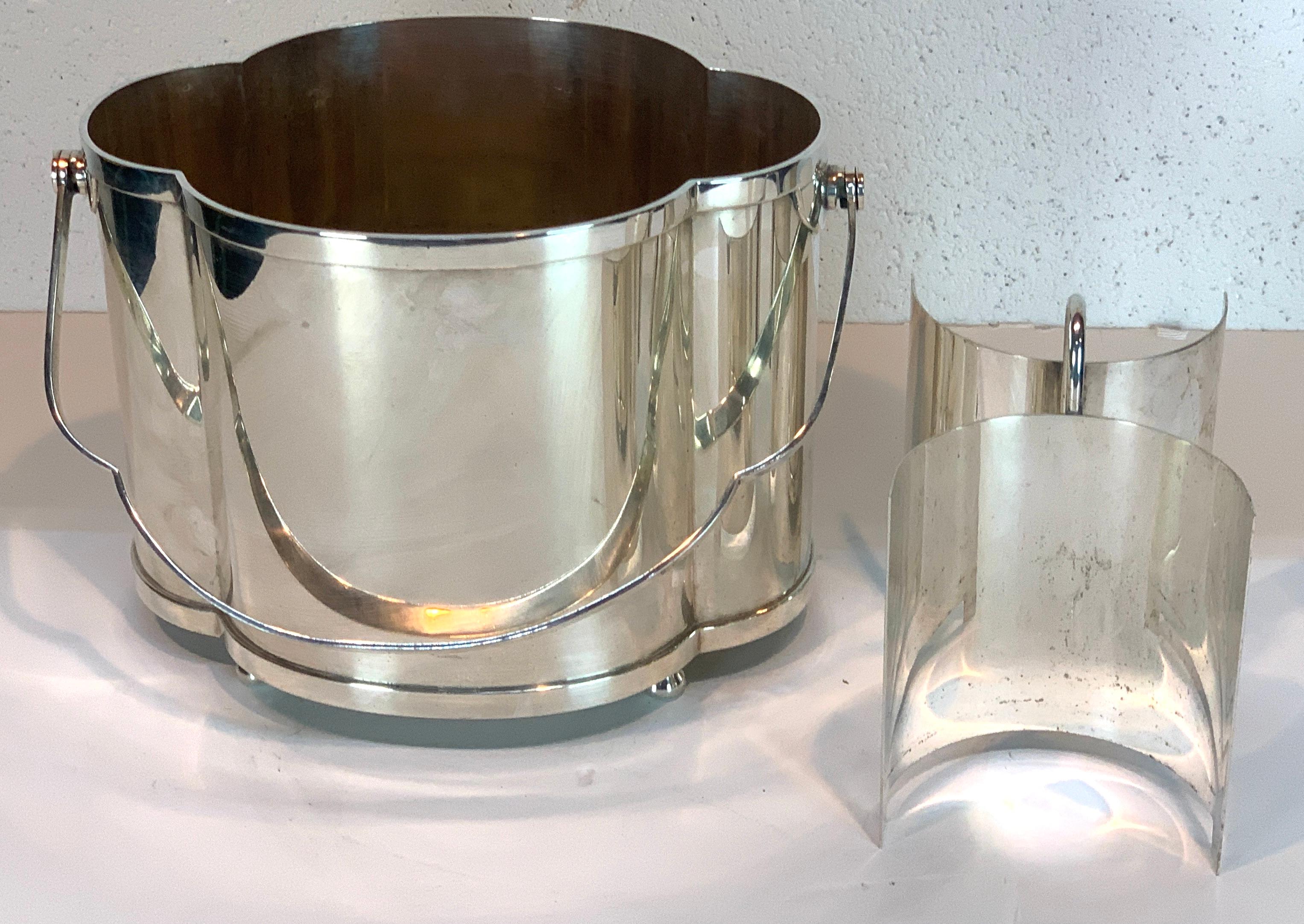 20th Century Modern Silver Plated Double Champagne Bucket and Stand