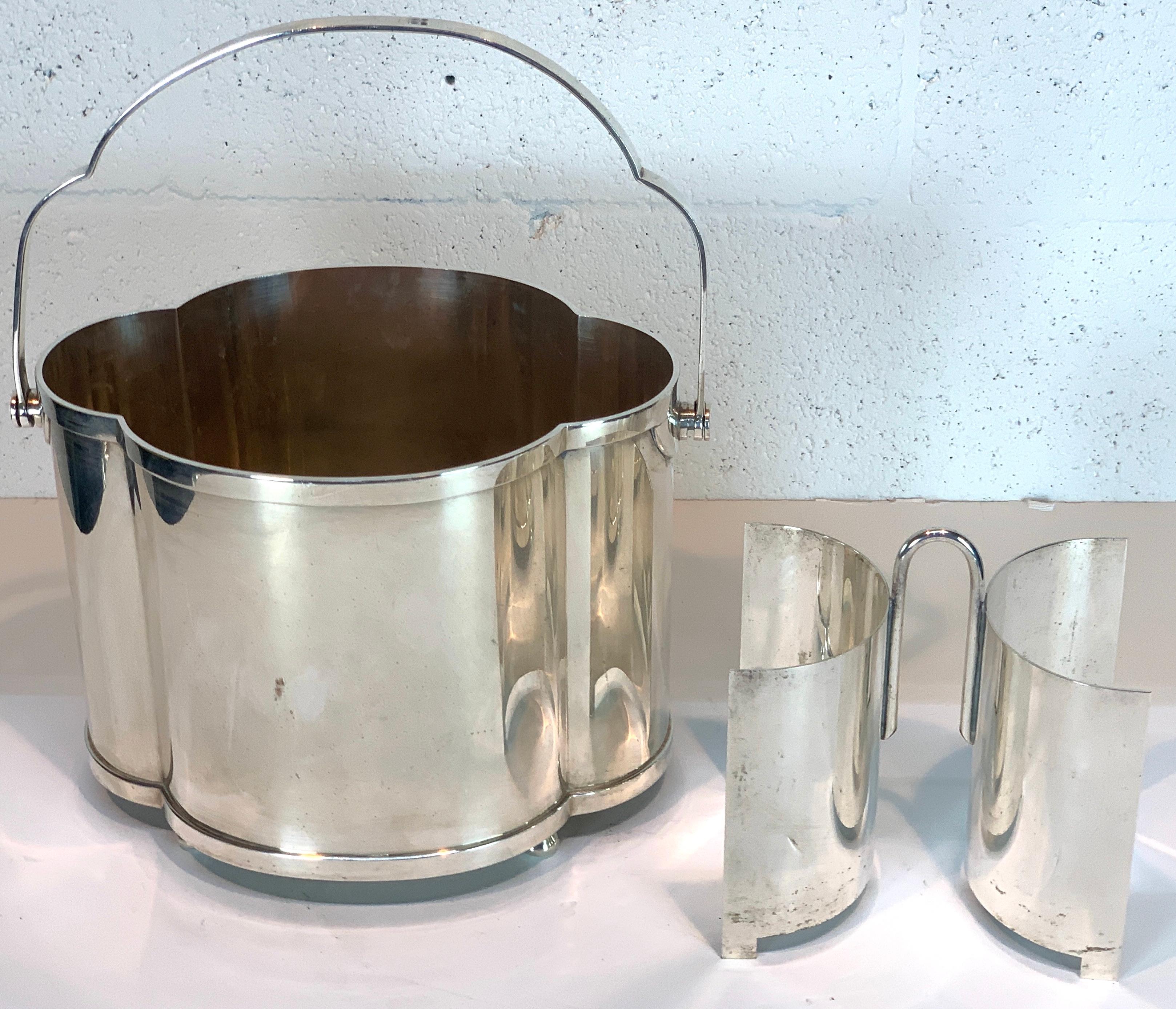 Modern Silver Plated Double Champagne Bucket and Stand 1