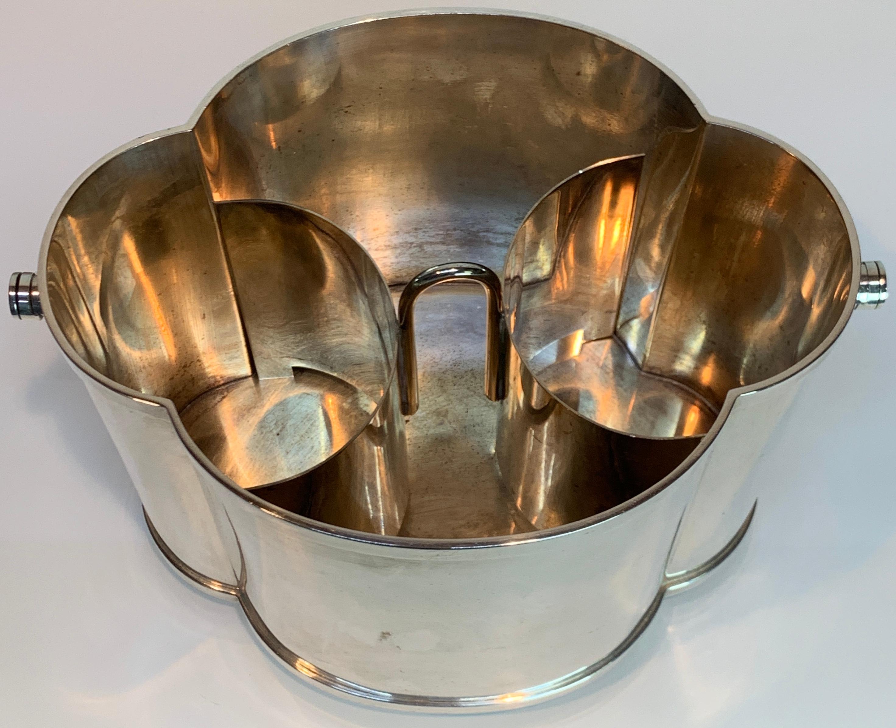 Modern Silver Plated Double Champagne Bucket and Stand 2