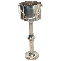 Modern Silver Plated Double Champagne Bucket and Stand