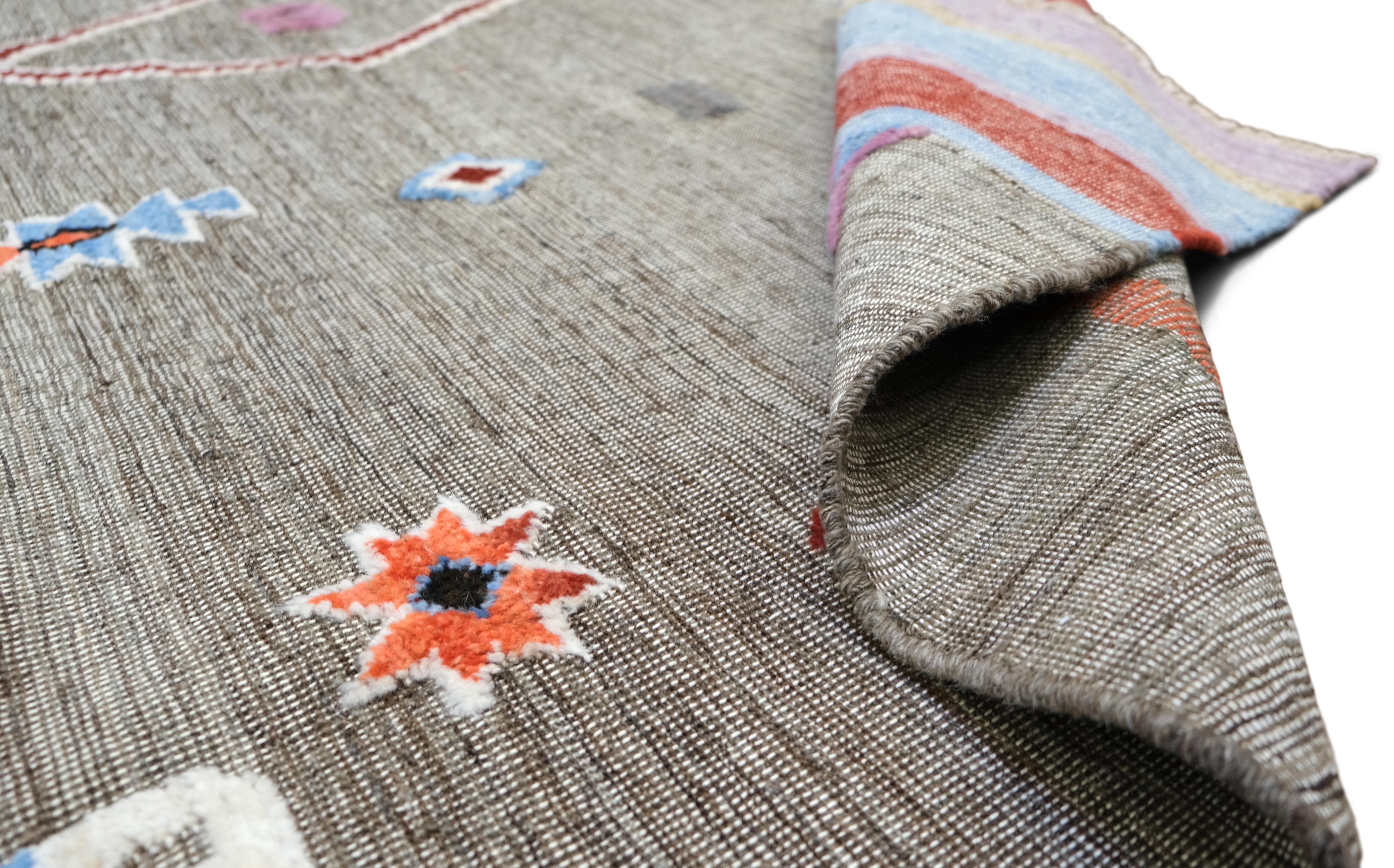 Bohème Tapis moderne et simple tribal noué à la main 8'x9'10'' en vente
