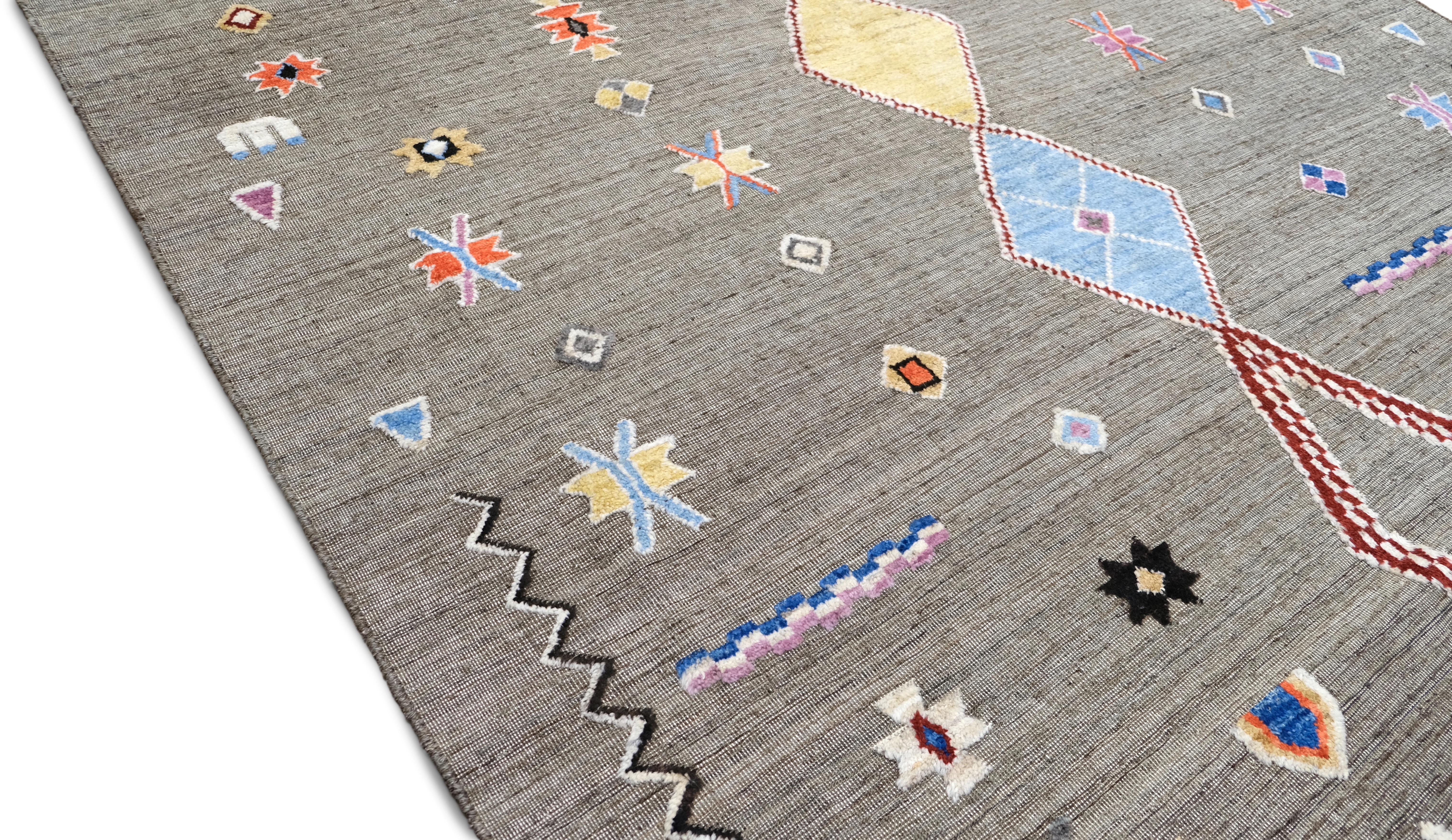 Pakistanais Tapis moderne et simple tribal noué à la main 8'x9'10'' en vente