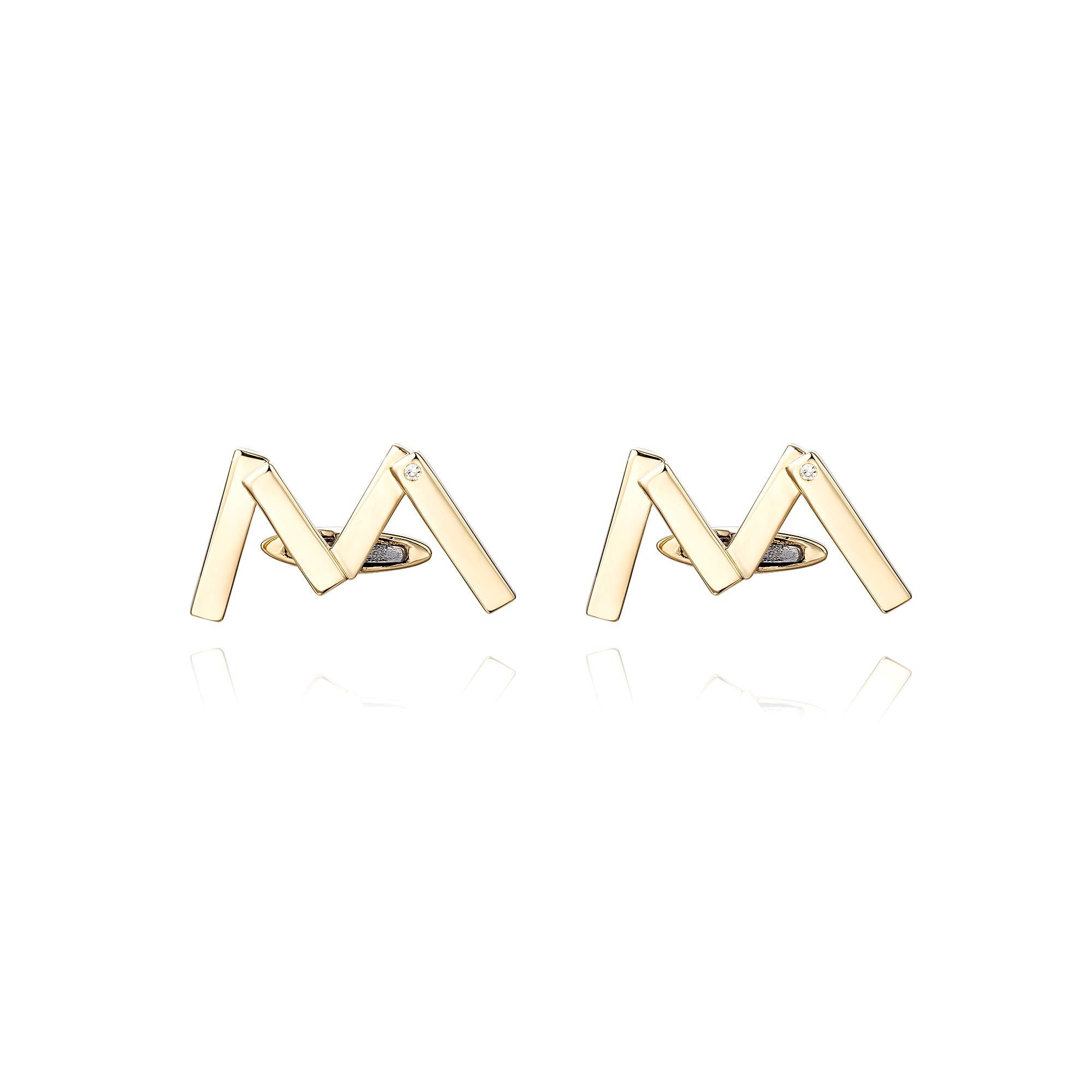 Modern Single Diamond Cufflinks