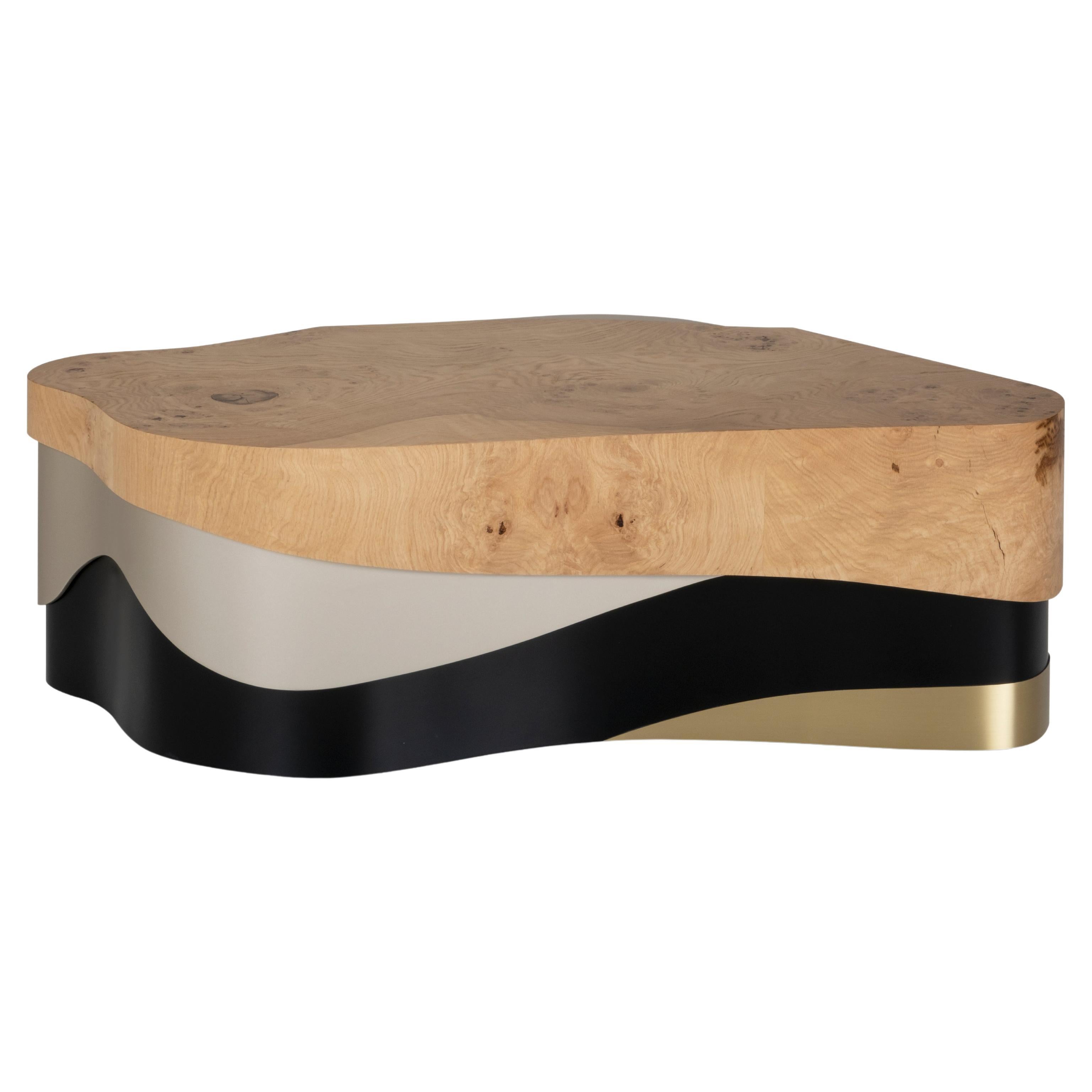 Table basse moderne Sistelo, laiton de racine de chêne, fabriquée à la main au Portugal par Greenapple