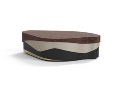 Modern Sistelo Coffee Table, Walnut Root Brass, Handmade Portugal by Greenapple