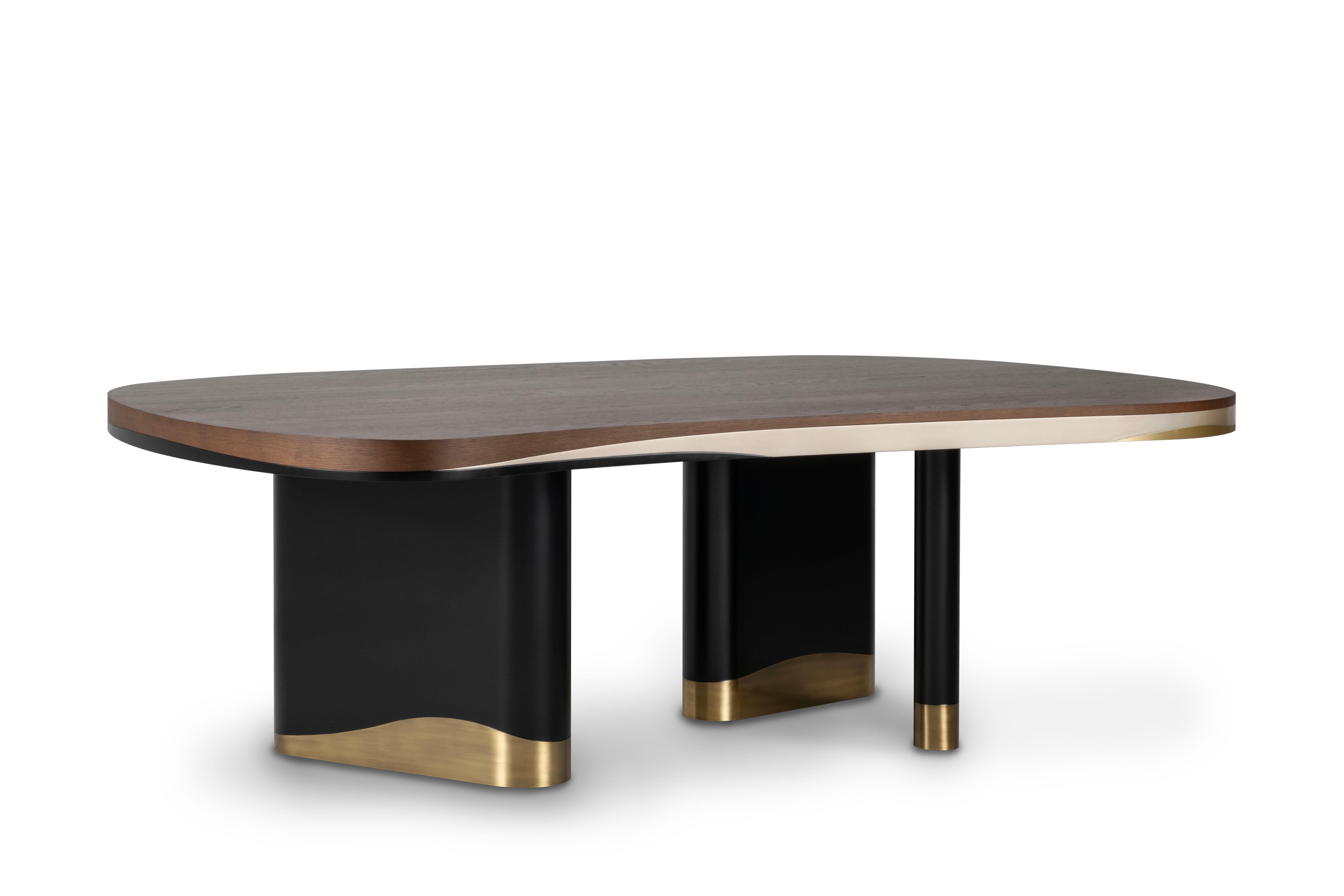Mesa de Comedor Moderna Sistelo, Roble Americano Latón, Hecha a Mano Portugal by Greenapple en venta 3