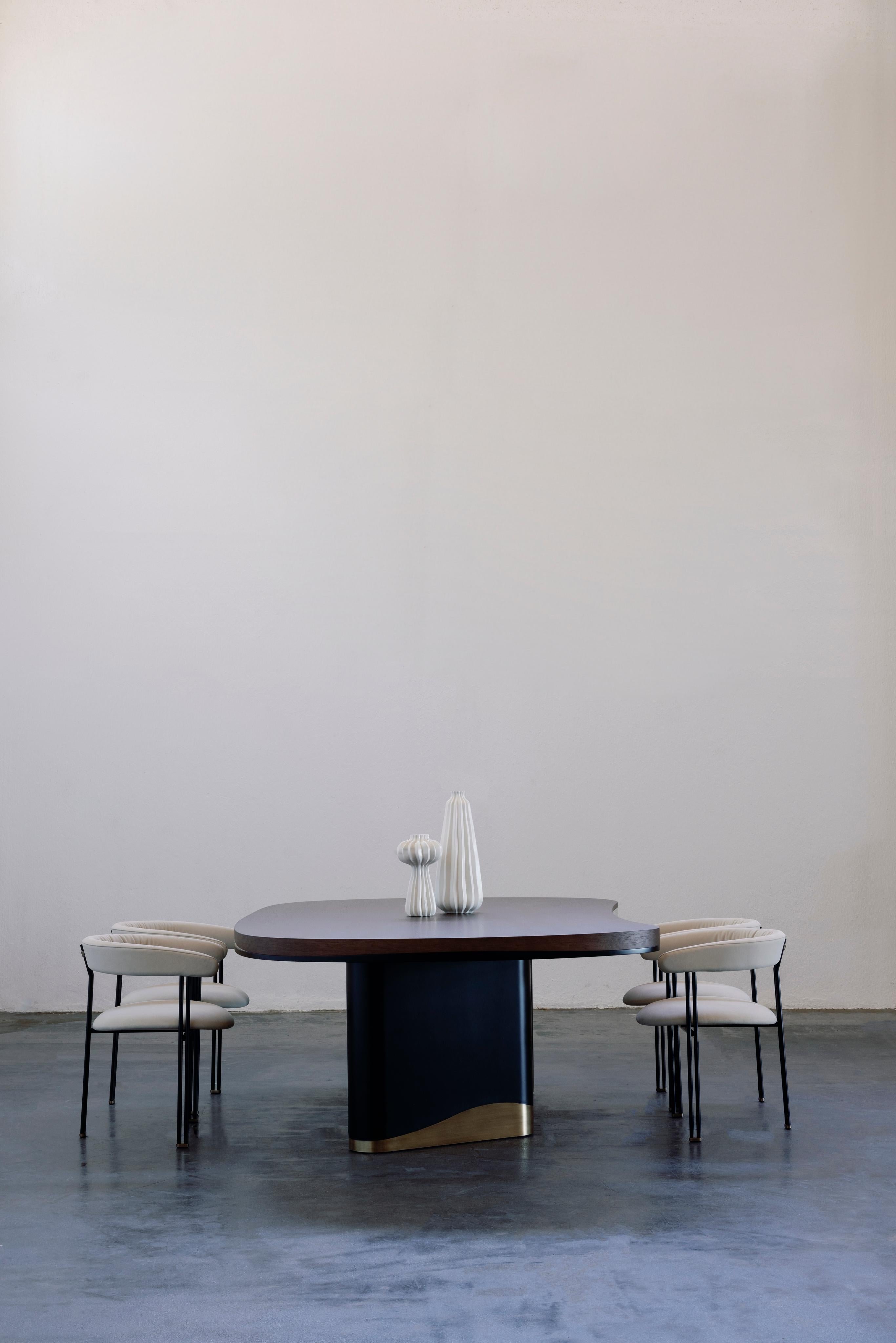 Contemporary Modern Sistelo Dining Table, American Oak Brass, Handmade Portugal by Greenapple For Sale