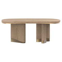 Modern Sistelo Dining Table, Warm Grey Oak, Brass, Handmade by Greenapple