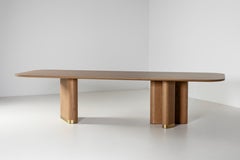 Modern Sistelo Oak and Brass Dining Table, Handmade in Portugal by Greenapple