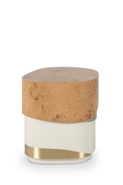 Moderner Sistelo-Beistelltisch, Eichenwurzel-Messing, handgefertigt in Portugal von Greenapple