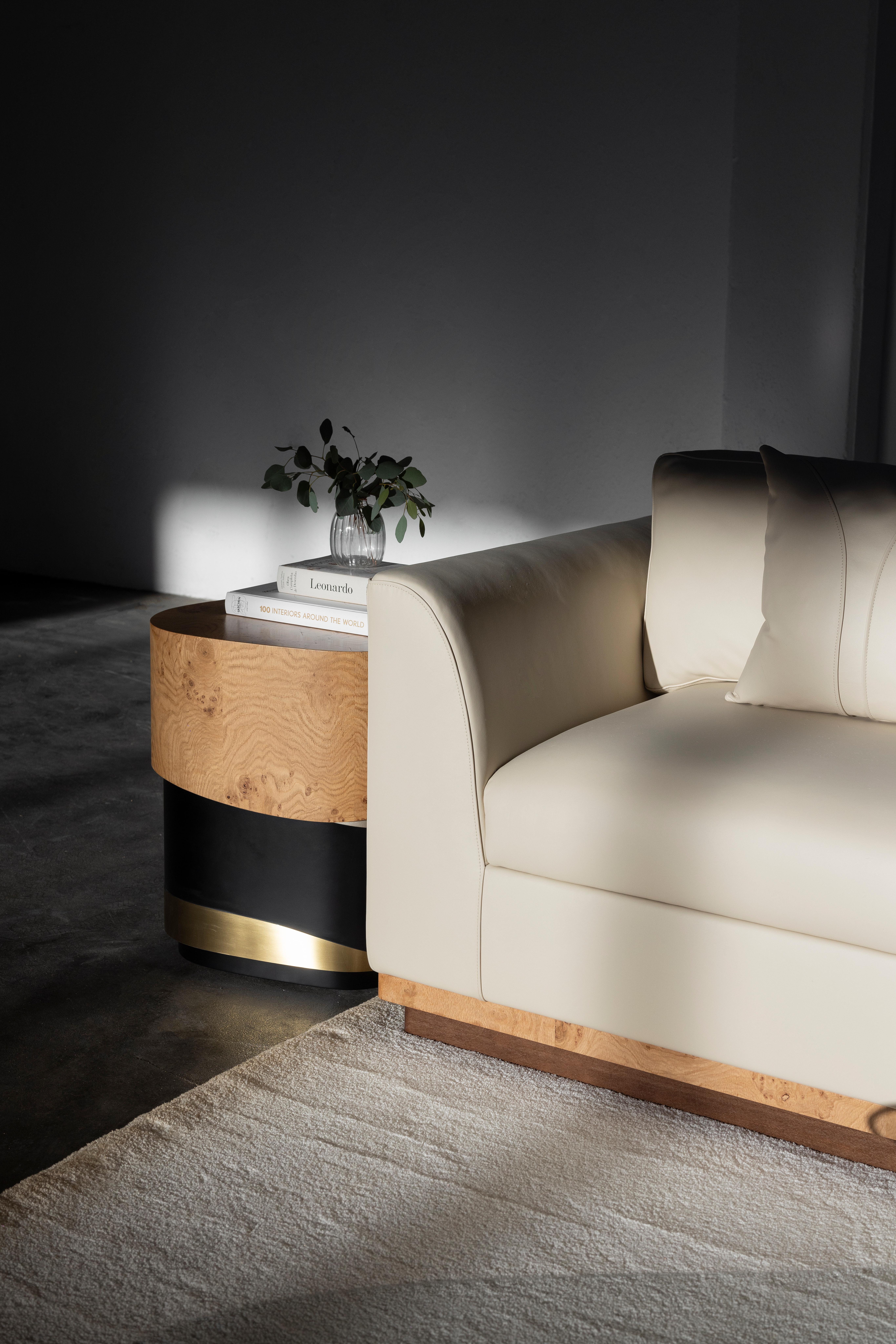 Modern Sistelo Side Table, Oak Root Brass, Handmade in Portugal by Greenapple For Sale 7