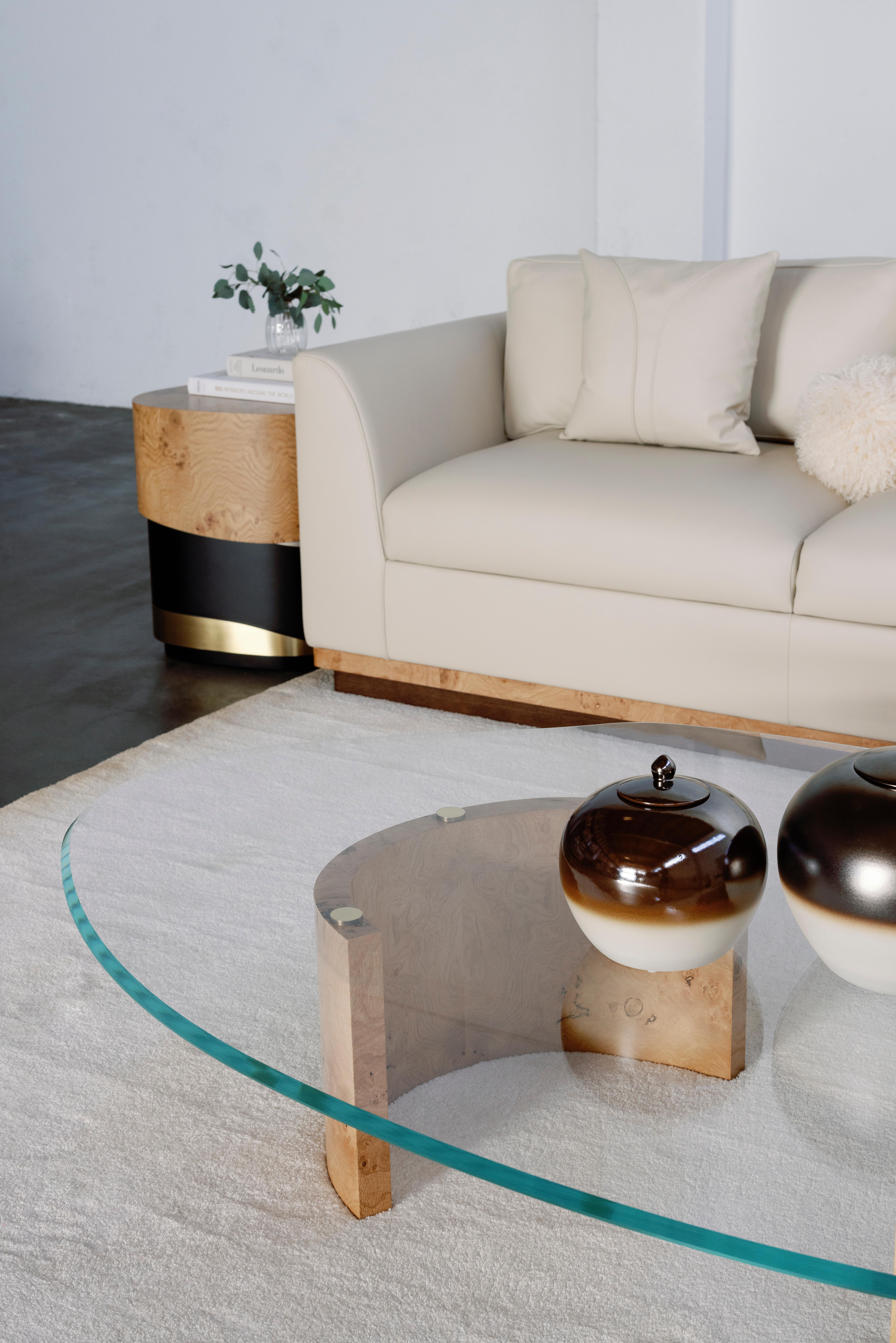 Modern Sistelo Side Table, Oak Root Brass, Handmade in Portugal by Greenapple For Sale 8