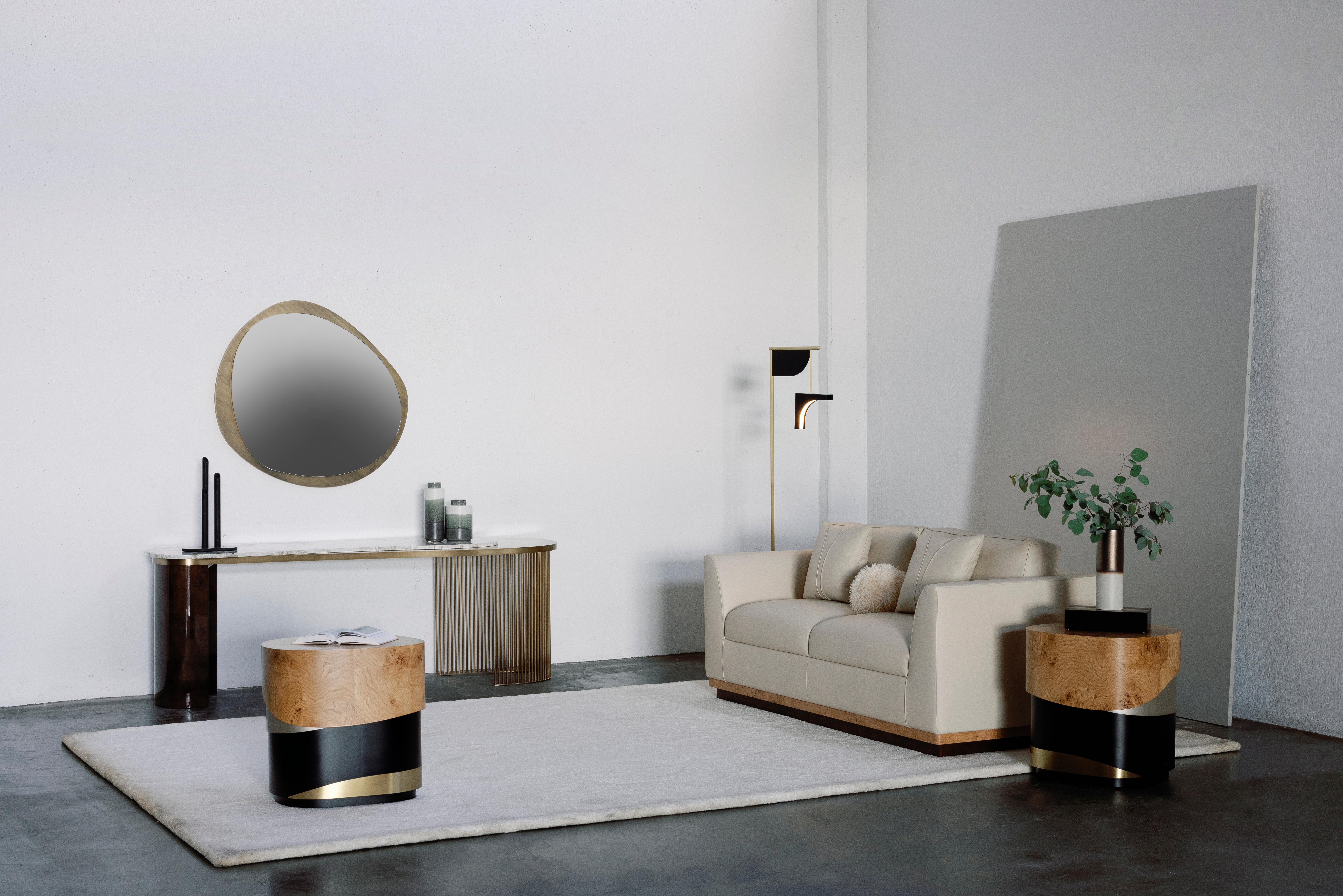 Modern Sistelo Side Table, Oak Root Brass, Handmade in Portugal by Greenapple For Sale 9