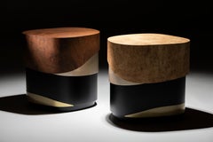 Modern Sistelo Side Table, Walnut Root Brass, Handmade in Portugal by Greenapple