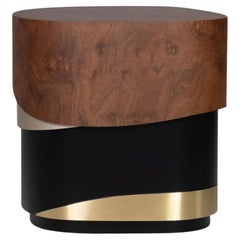 Modern Sistelo Side Table, Walnut Root Brass, Handmade in Portugal by Greenapple