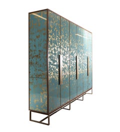 Modern Six Door Chelsea Armoire with Venetian Fresco by Ercole Home