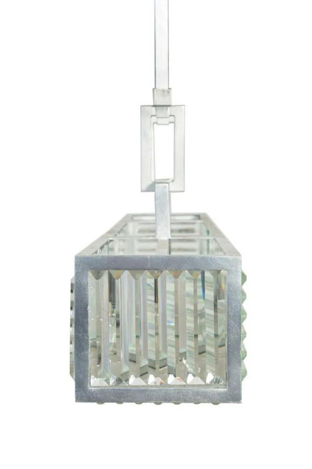 Silvered Modern Six Light Rectangular Fixture For Sale