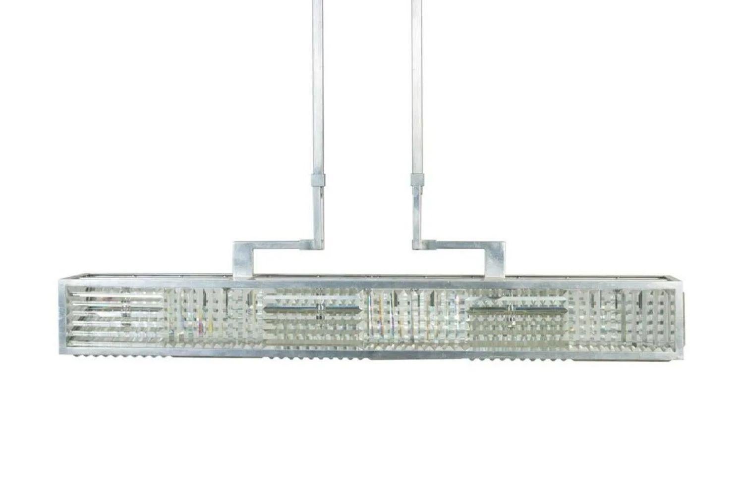 Modern Six Light Rectangular Fixture In Good Condition For Sale In Atlanta, GA