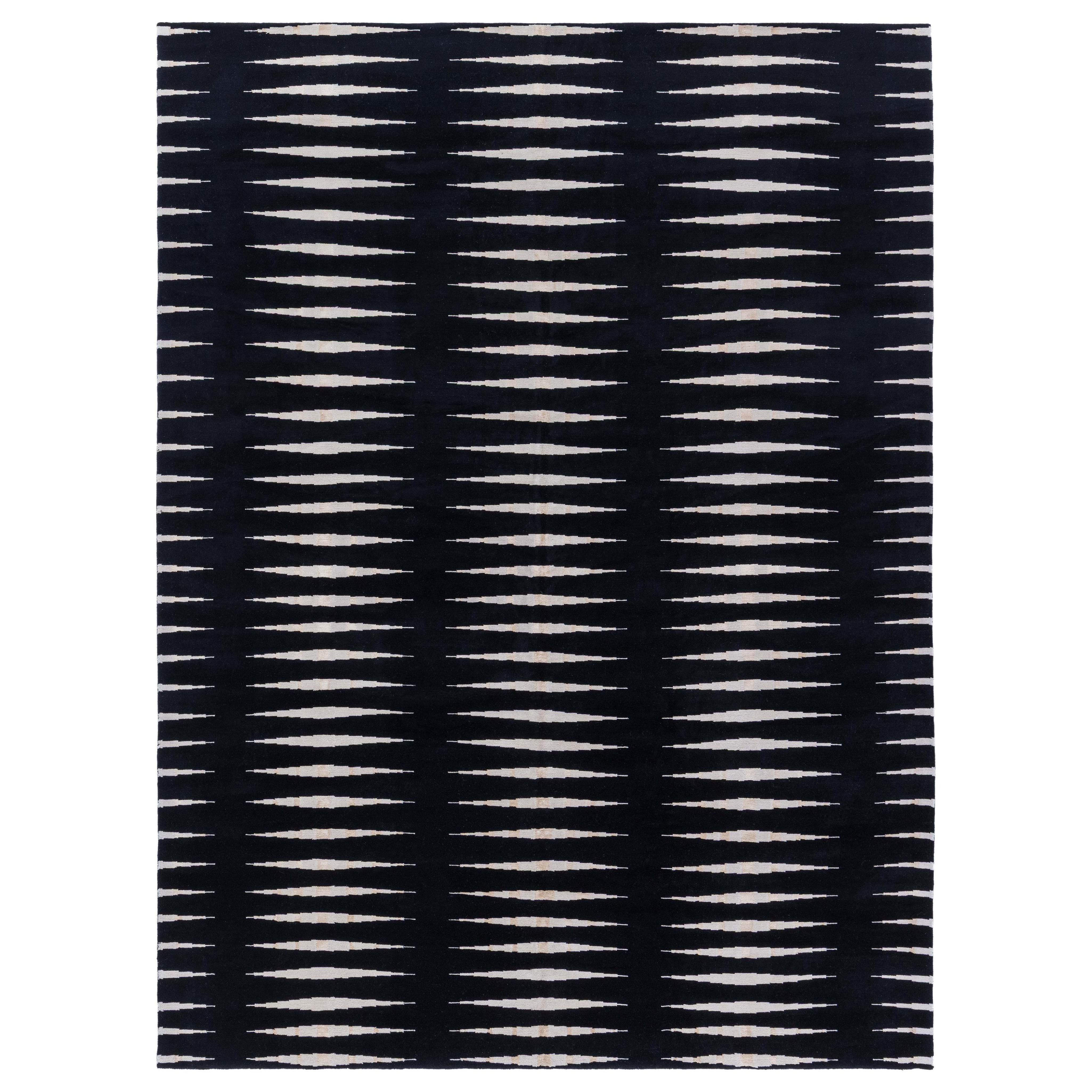 Moderner 'Skyline'-Teppich - handgeknüpft aus Wolle und Seide von Doris Leslie Blau im Angebot