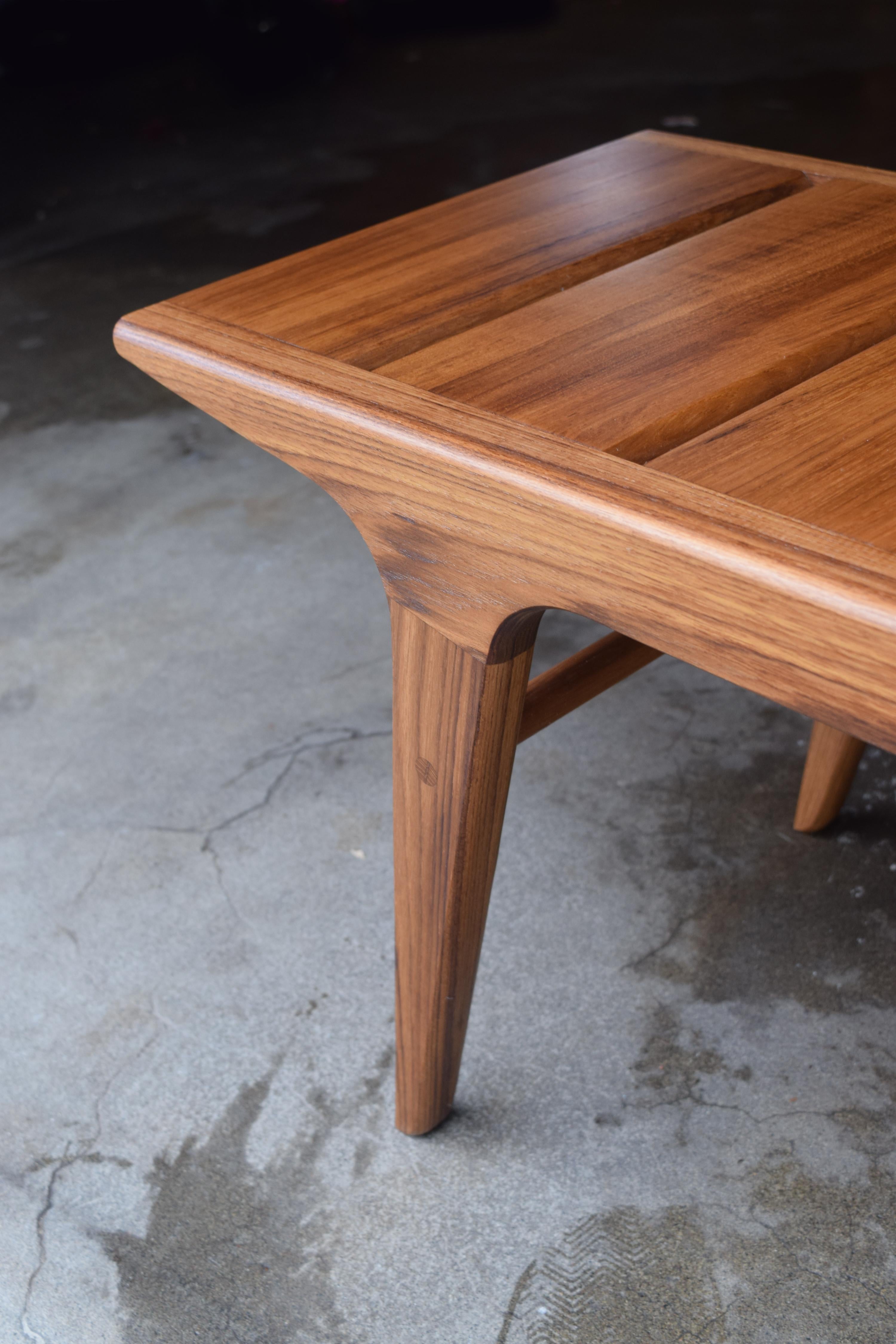 American Modern Slat Bench in Teak with Oil and Wax Finish For Sale