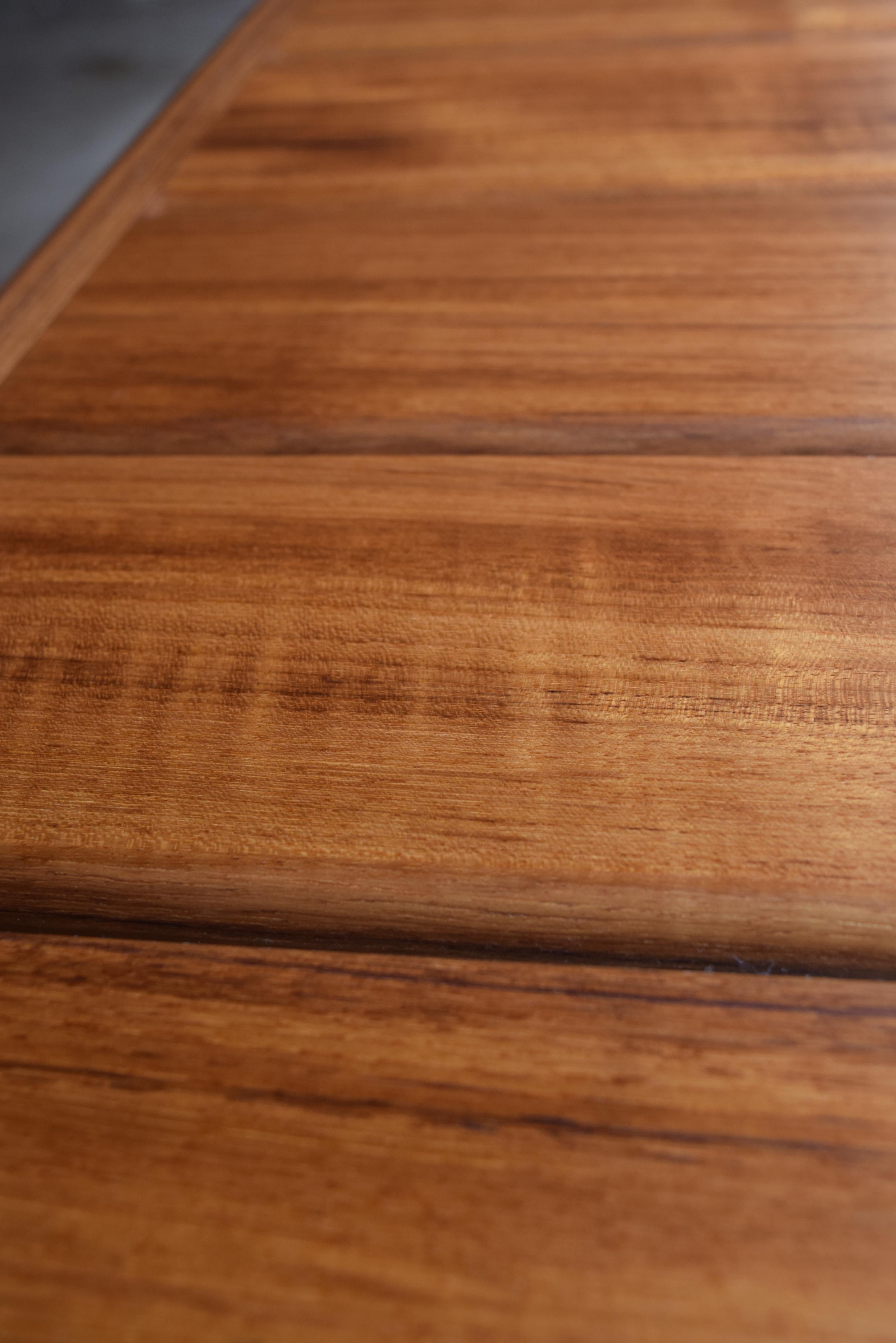 Contemporary Modern Slat Bench in Teak with Oil and Wax Finish For Sale
