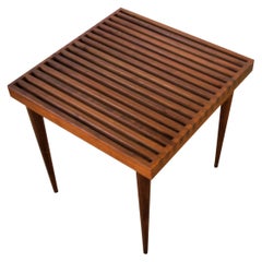 Midcentury Modern Slat Wood End or Side Table by Mel Smilow