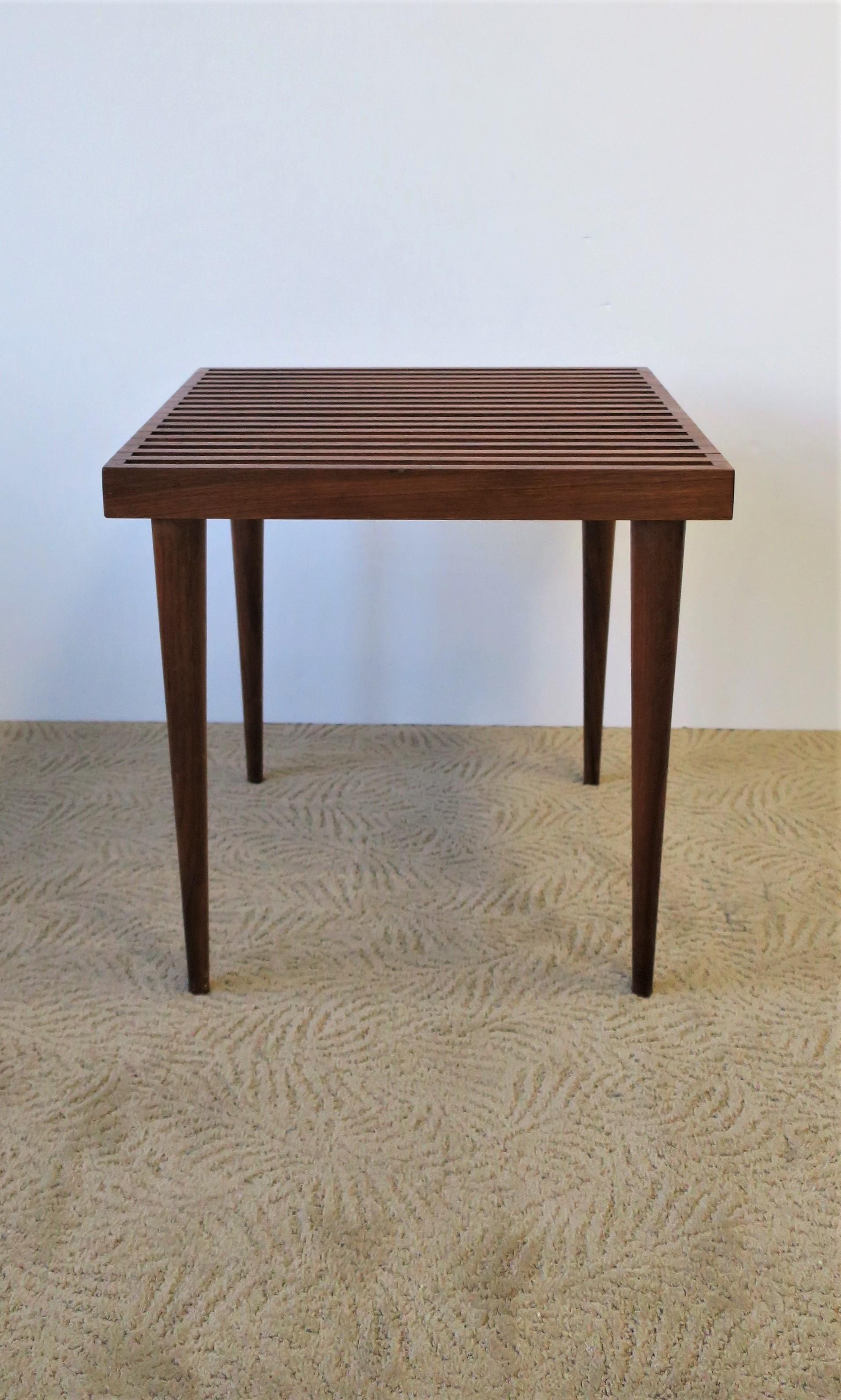 Midcentury Modern Slat Wood End or Side Table by Mel Smilow For Sale 1