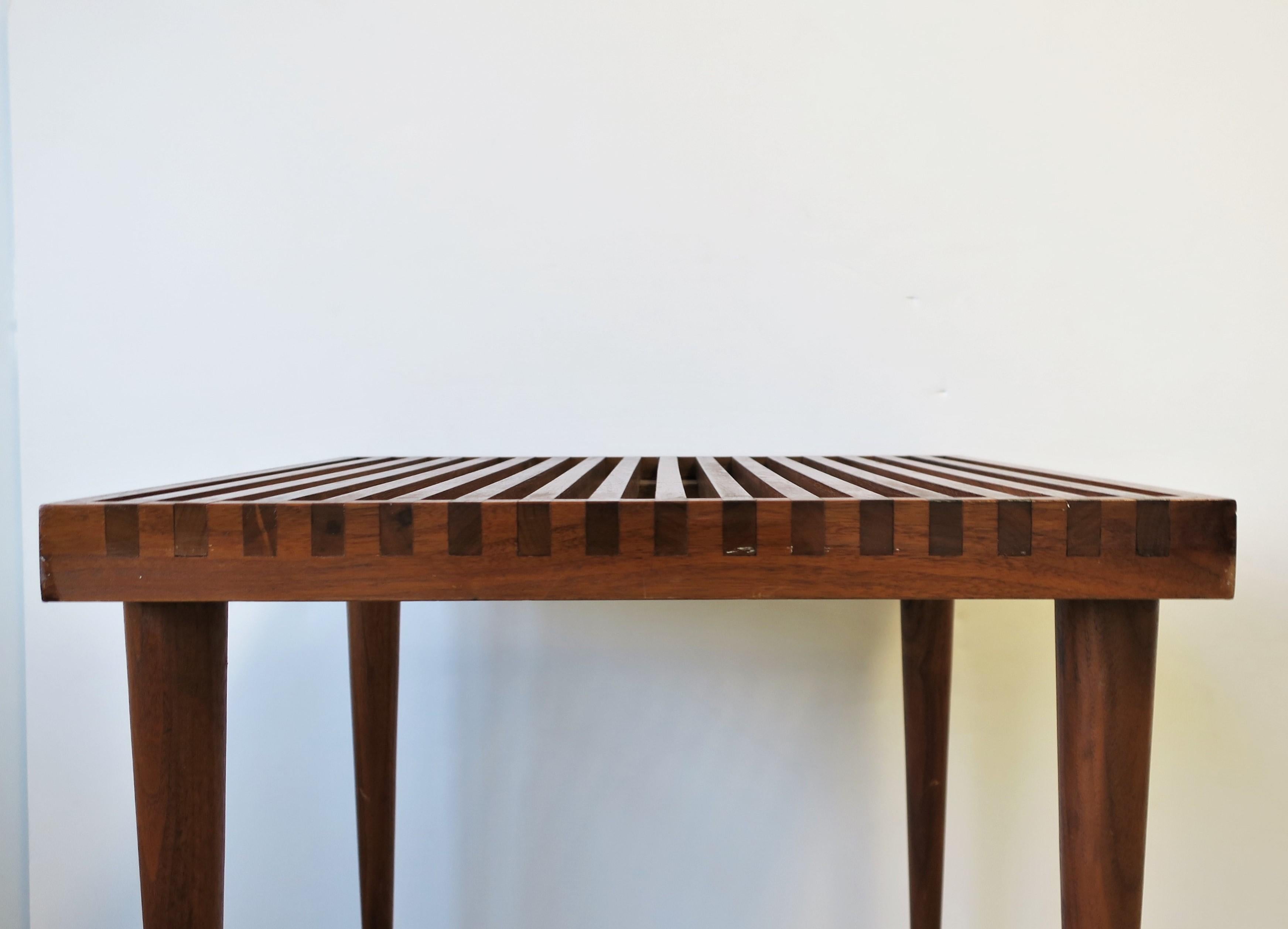 Midcentury Modern Slat Wood End or Side Table by Mel Smilow For Sale 7