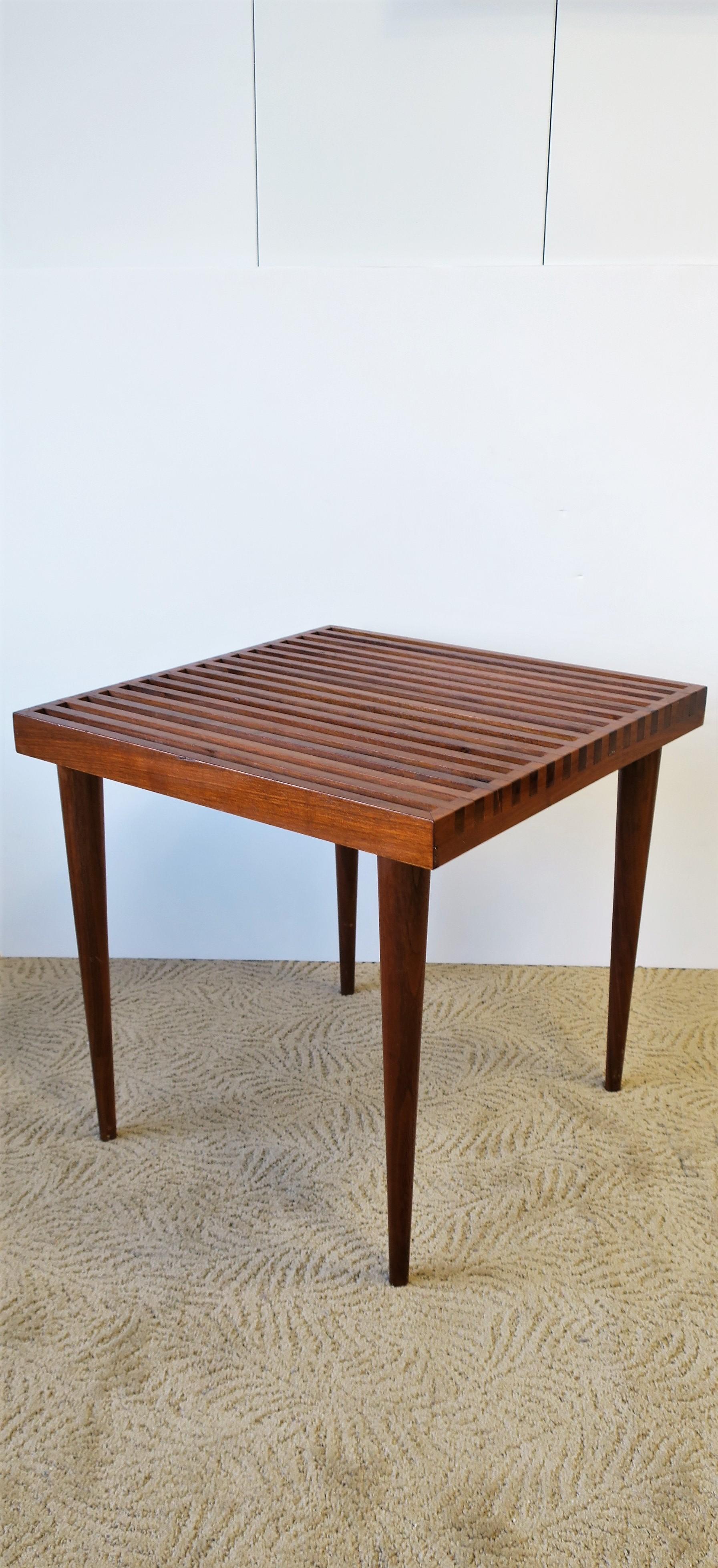 Mid-Century Modern Midcentury Modern Slat Wood End or Side Table by Mel Smilow For Sale